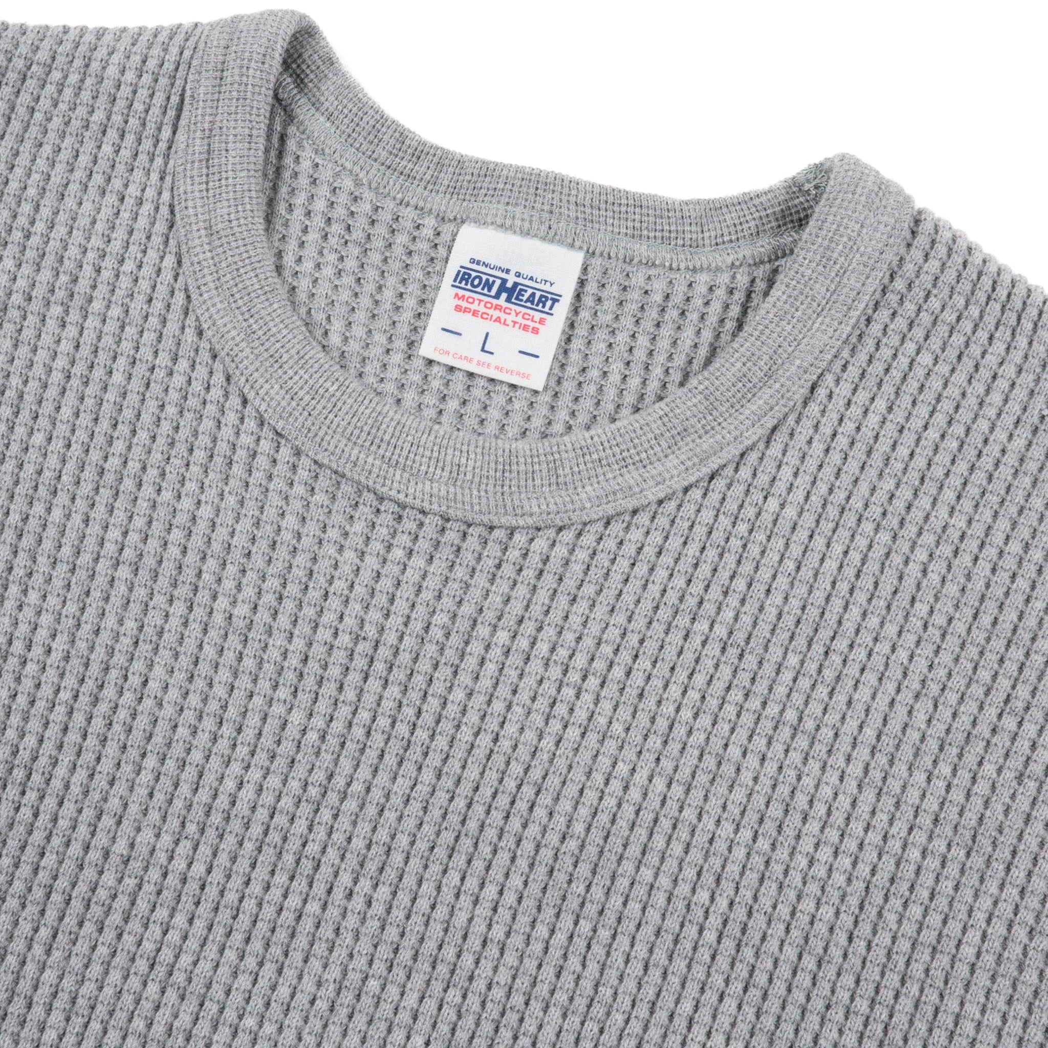 IHTL-1301-GRY Waffle Knit Long Sleeved Crew Neck Thermal Top - Grey