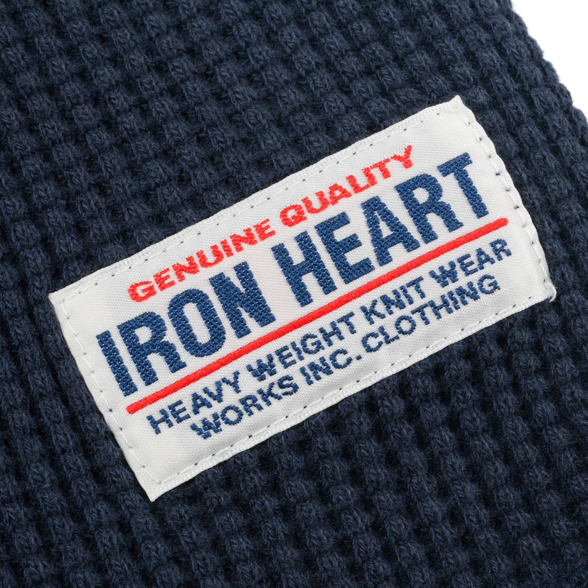 IHTL-1301-NAV Waffle Knit Long Sleeved Crew Neck Thermal Top - Navy