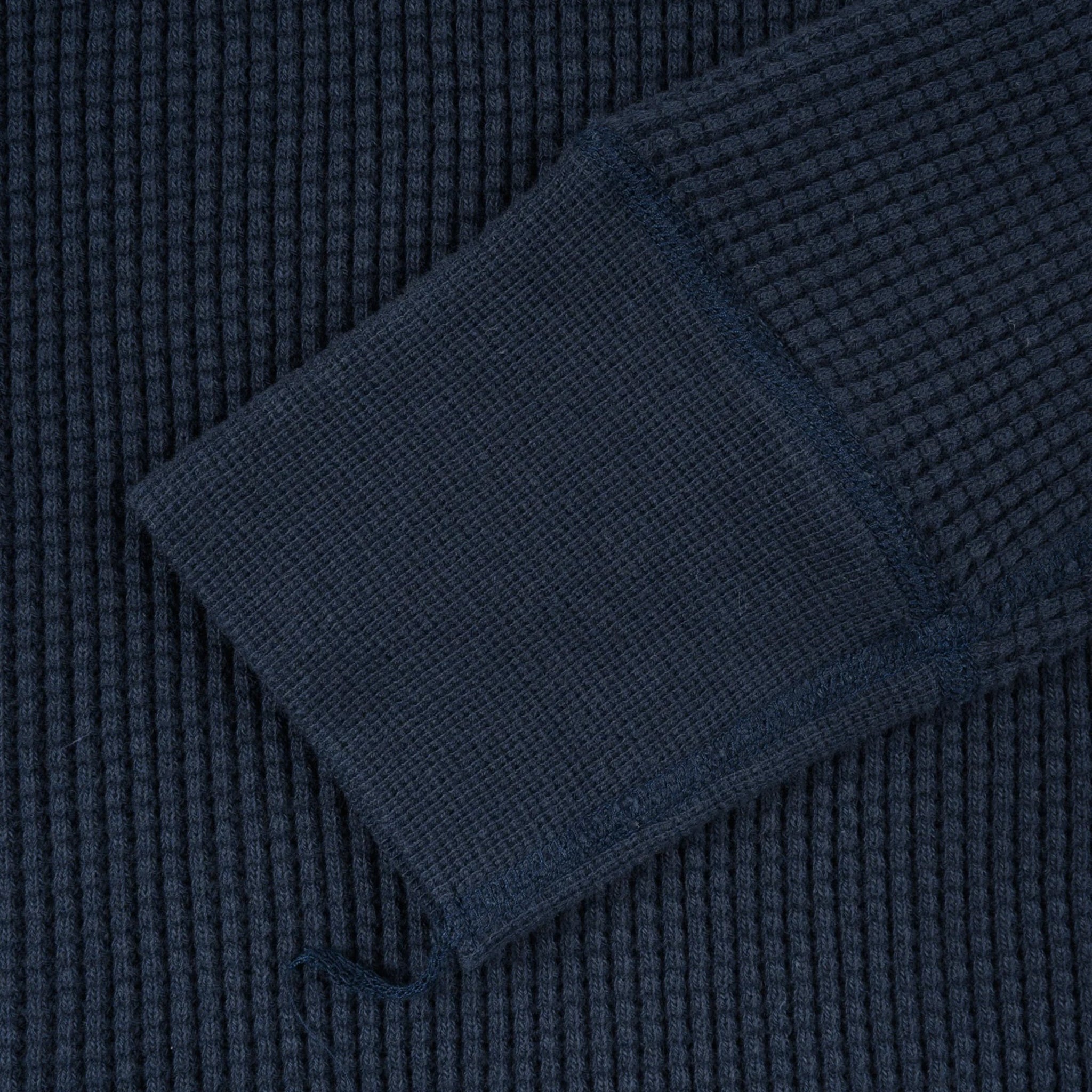 IHTL-1301-NAV Waffle Knit Long Sleeved Crew Neck Thermal Top - Navy