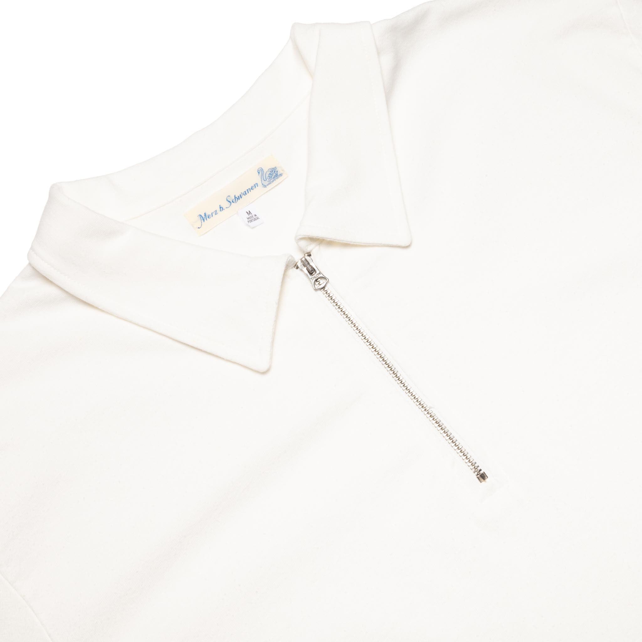 GIZAZIP01.01.4 Sturdy Boxy Fit Giza Cotton-Hemp Zip T-Shirt White