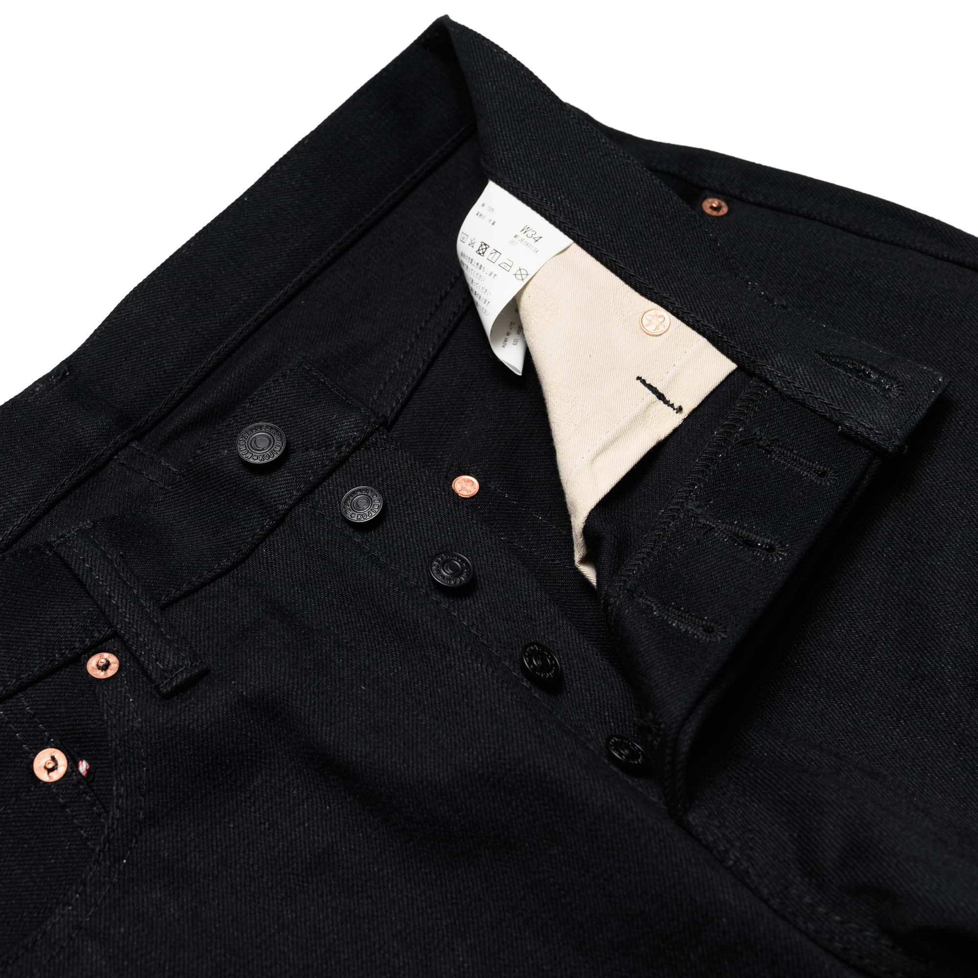 Momotaro 0605-B 15.7oz Zimbabwe Cotton Natural Tapered Selvedge Denim Black Button Fly