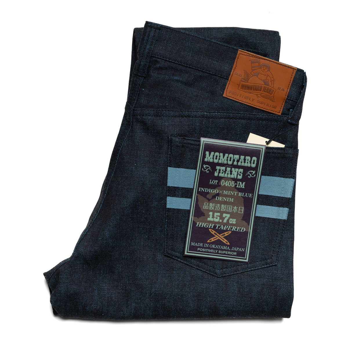 Momotaro 0405-IM 15.7oz High Tapered Selvedge Denim - Mint | BlackBlue