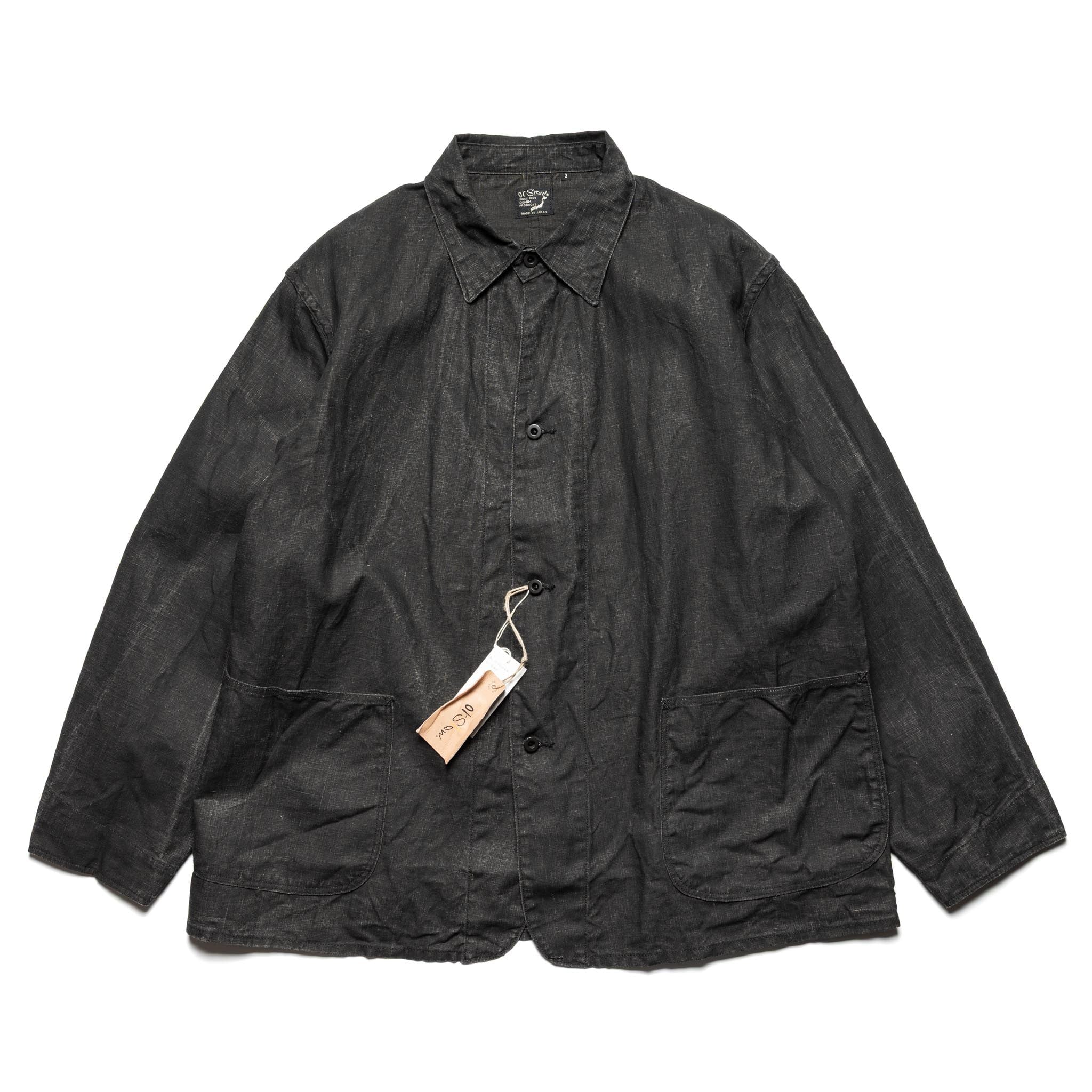 【美品】orSlow 1940s coverall日本製 サイズ3 orSlow 01-6250-61 WWII 40's Sumi Coated Linen Coverall Black