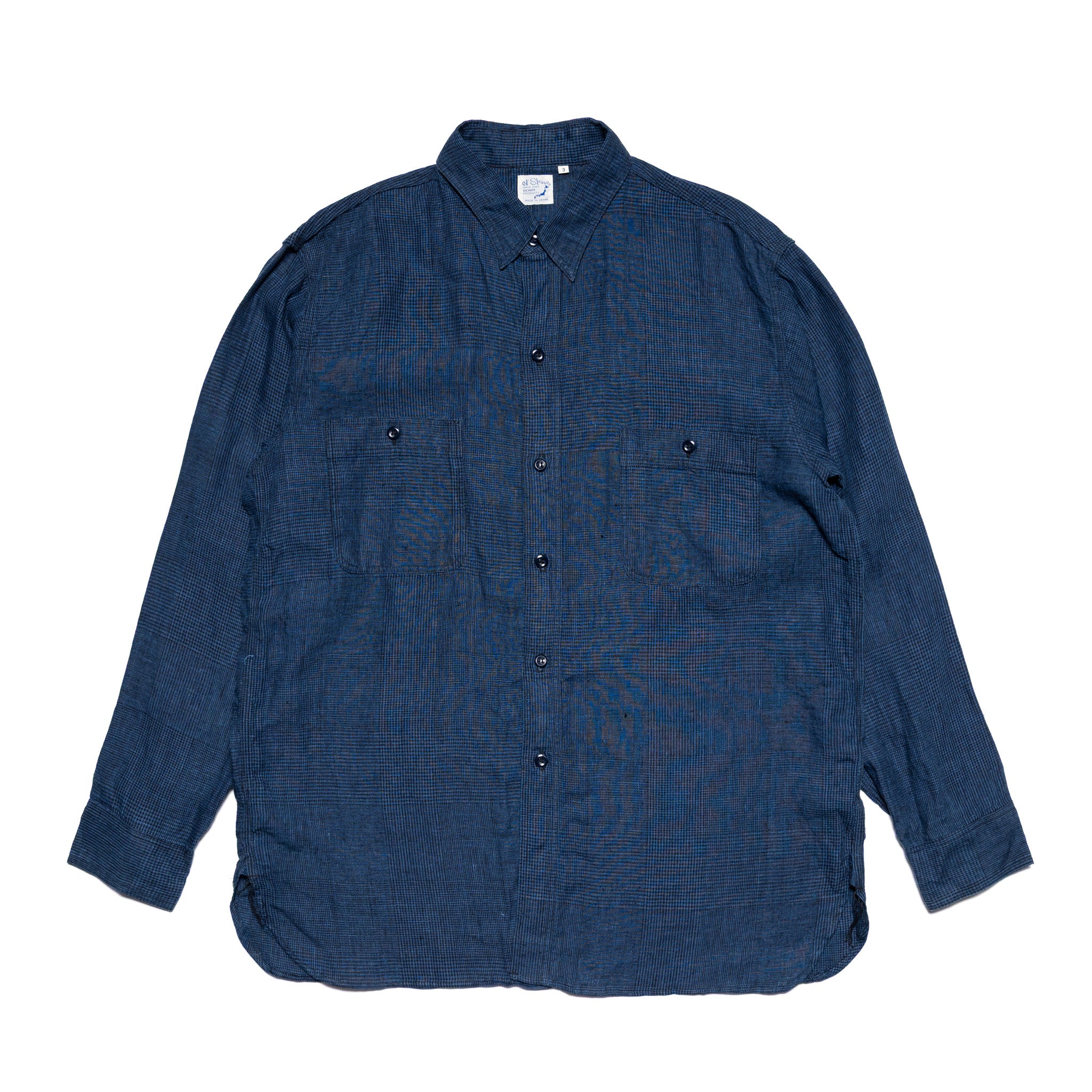 Indigo Linen Work Shirt - Indigo Check