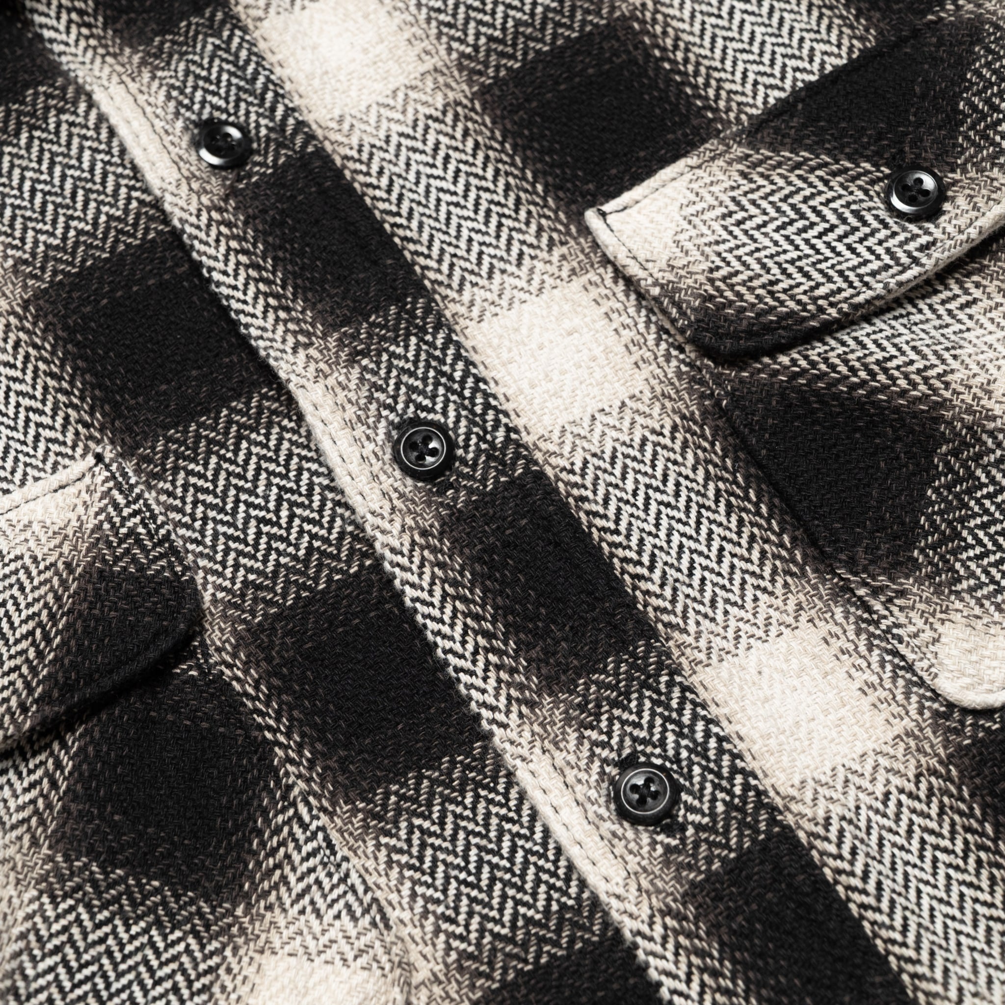 OC Relax Fit Heavyweight Flannel Shirt - Black Check