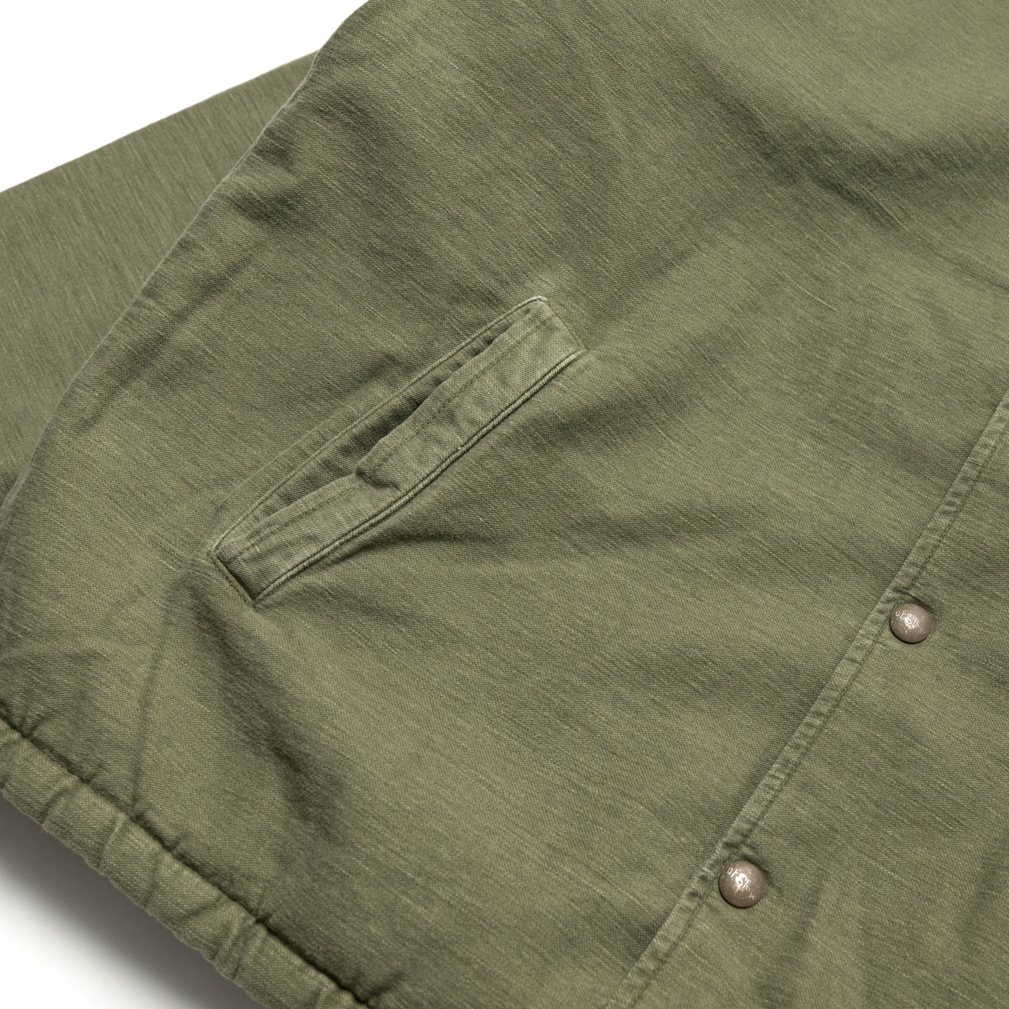Vintage Washed Coach Jacket With Fleece Lining - Dark Olive