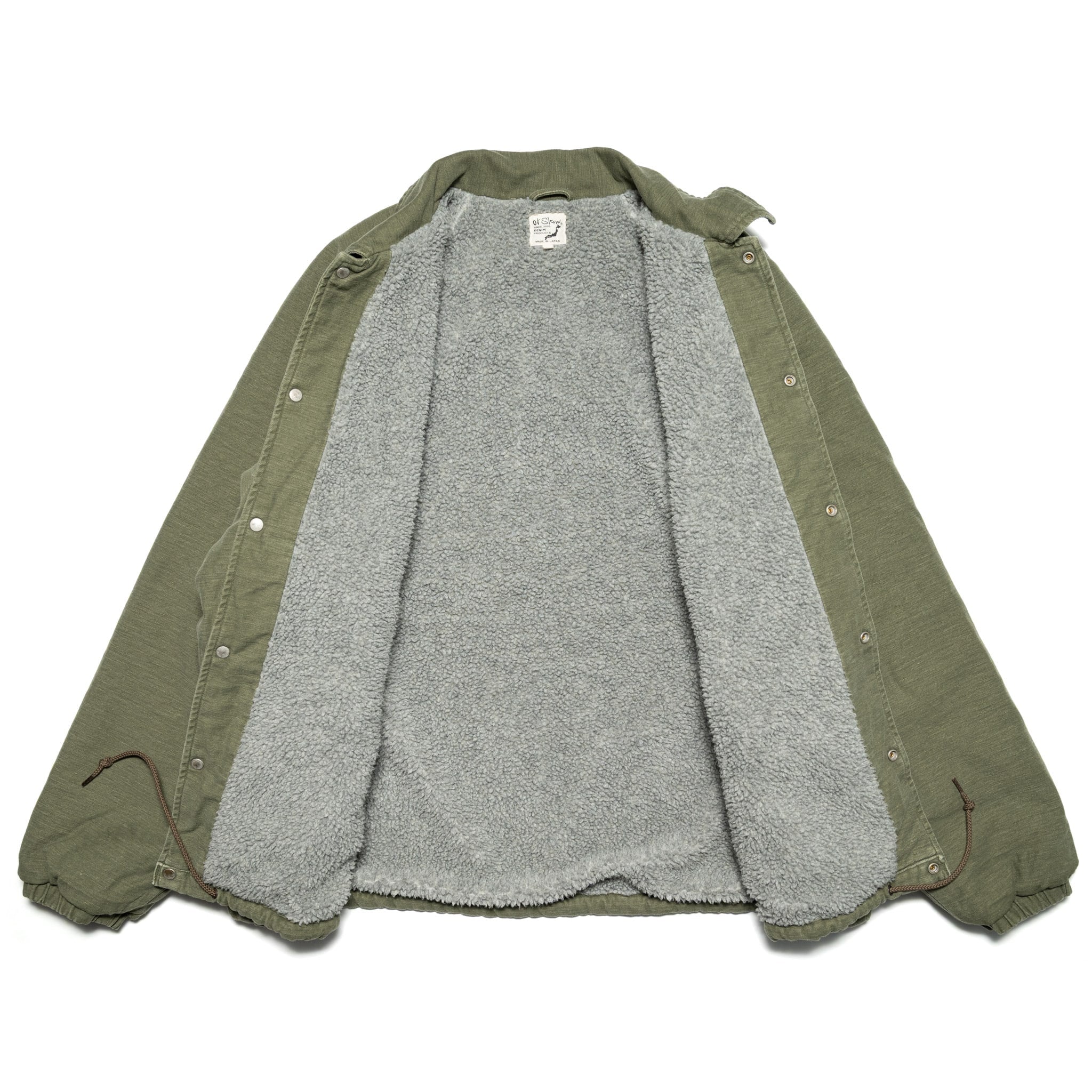 Vintage Washed Coach Jacket With Fleece Lining - Dark Olive