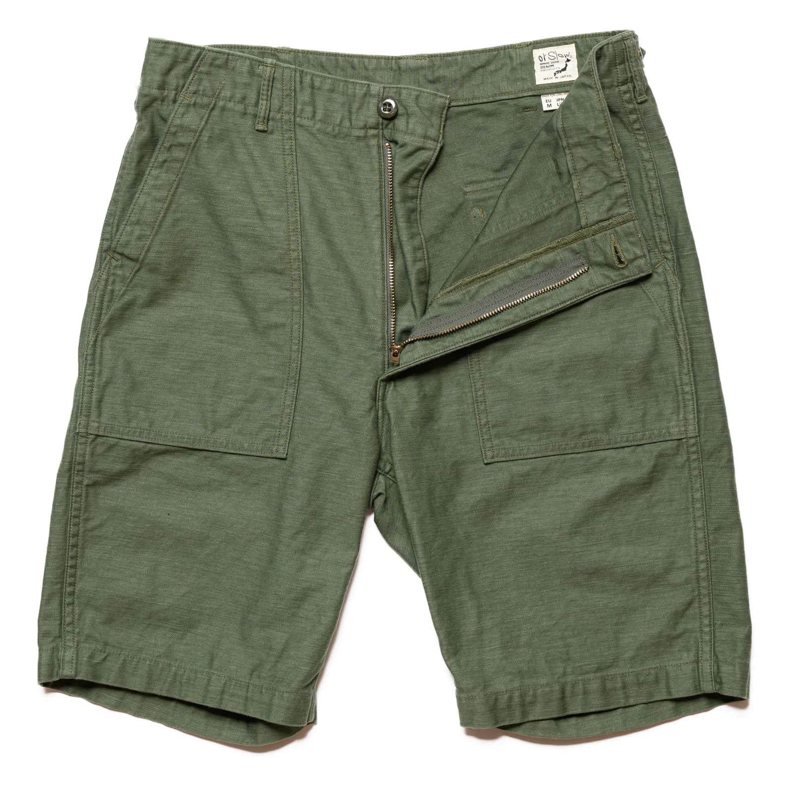 orSlow US ArmyFatigue Short Green Zipper Fly