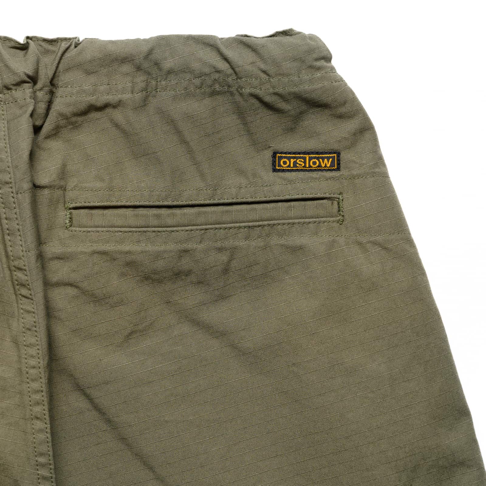 orSlow New Yorker Shorts Army Green Brand Tag