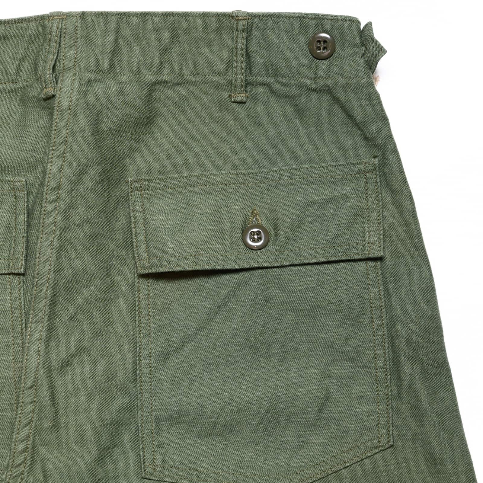 orSlow US Army Fatigue Pants (Slim Fit) Green Rear Pocket Detail
