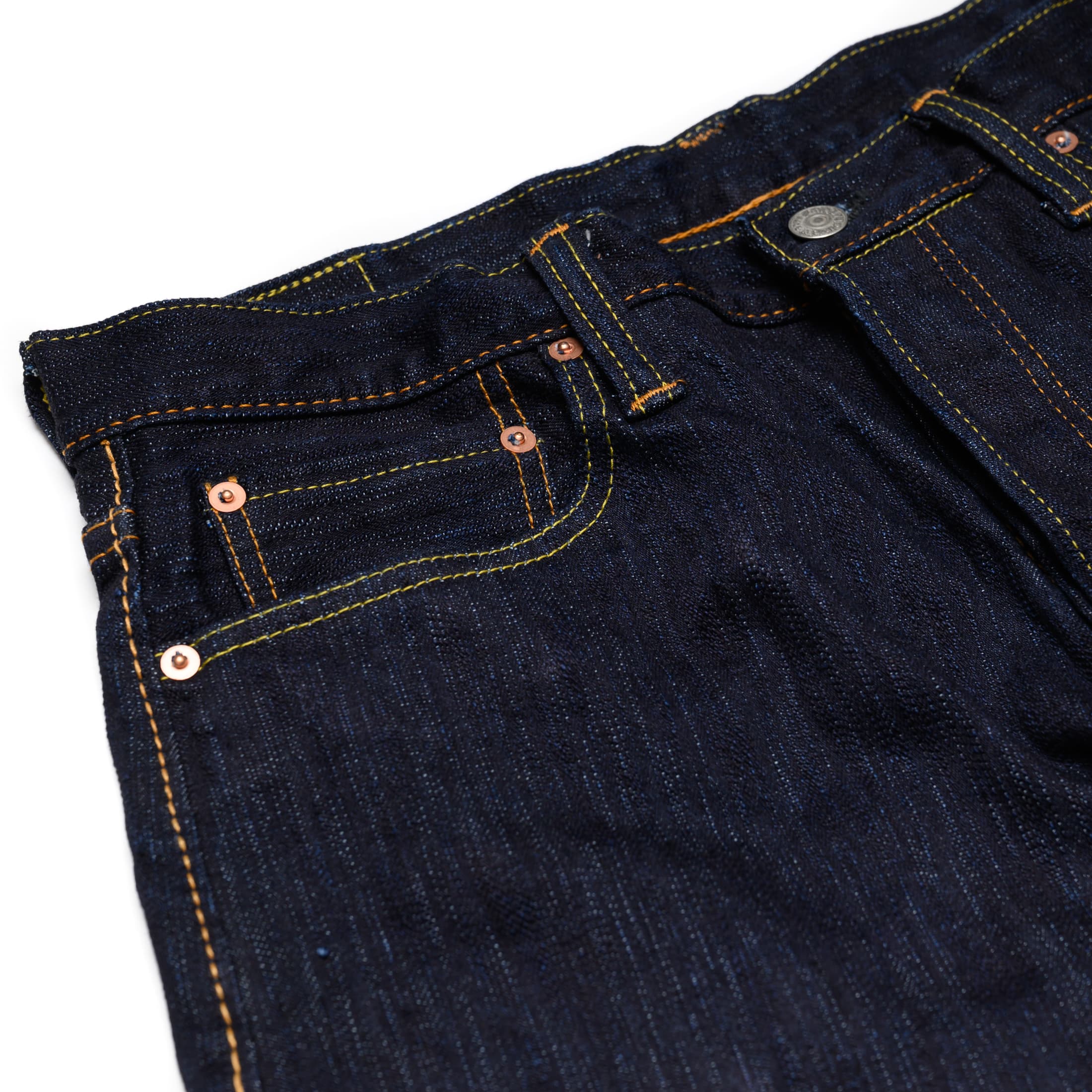 Pure Blue Japan 1167 13oz Extra Slub Stretch Selvedge Denim Relaxed Tapered Indigo Coin Pocket
