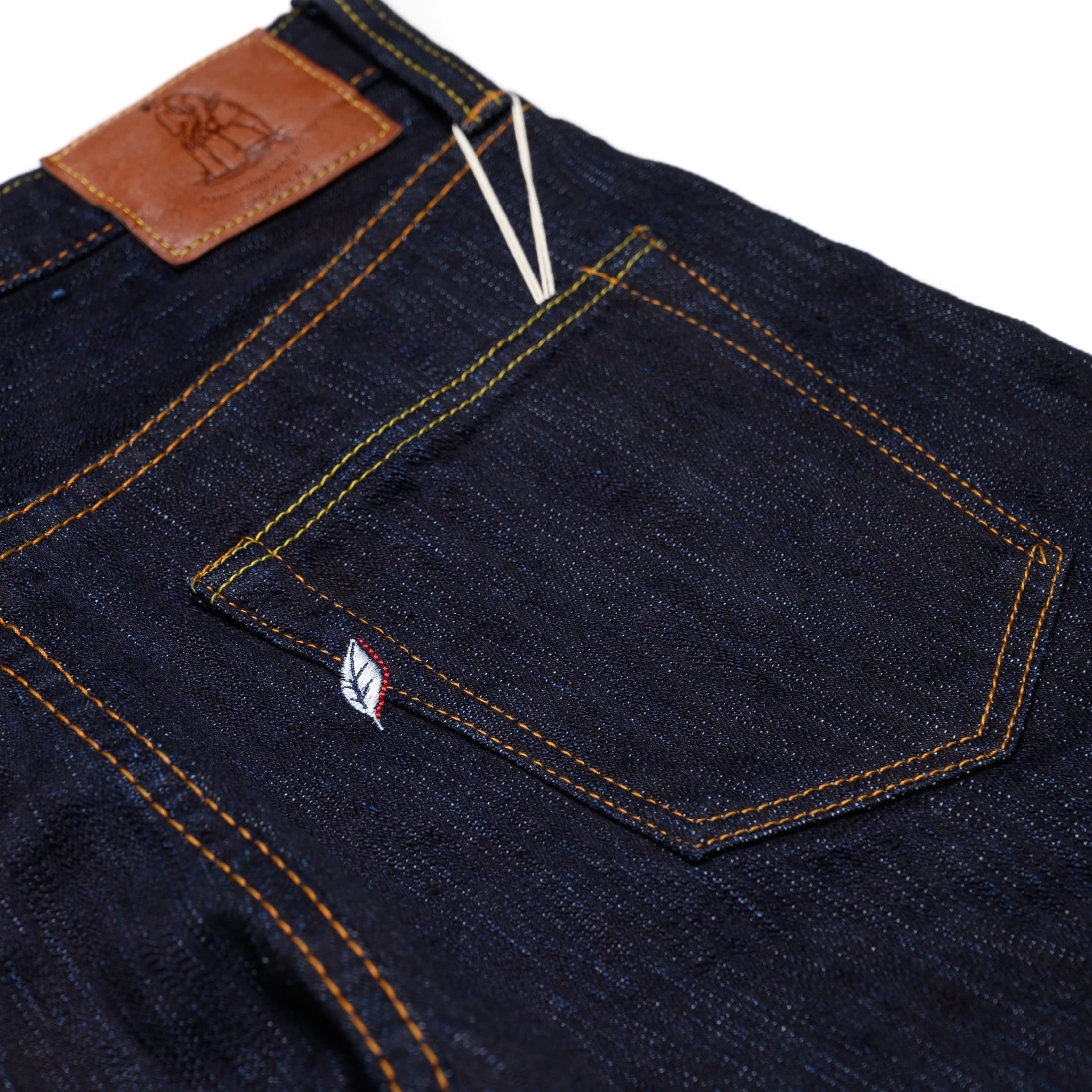 Pure Blue Japan 1167 13oz Extra Slub Stretch Selvedge Denim Relaxed Tapered Indigo Rear Pocket Detail