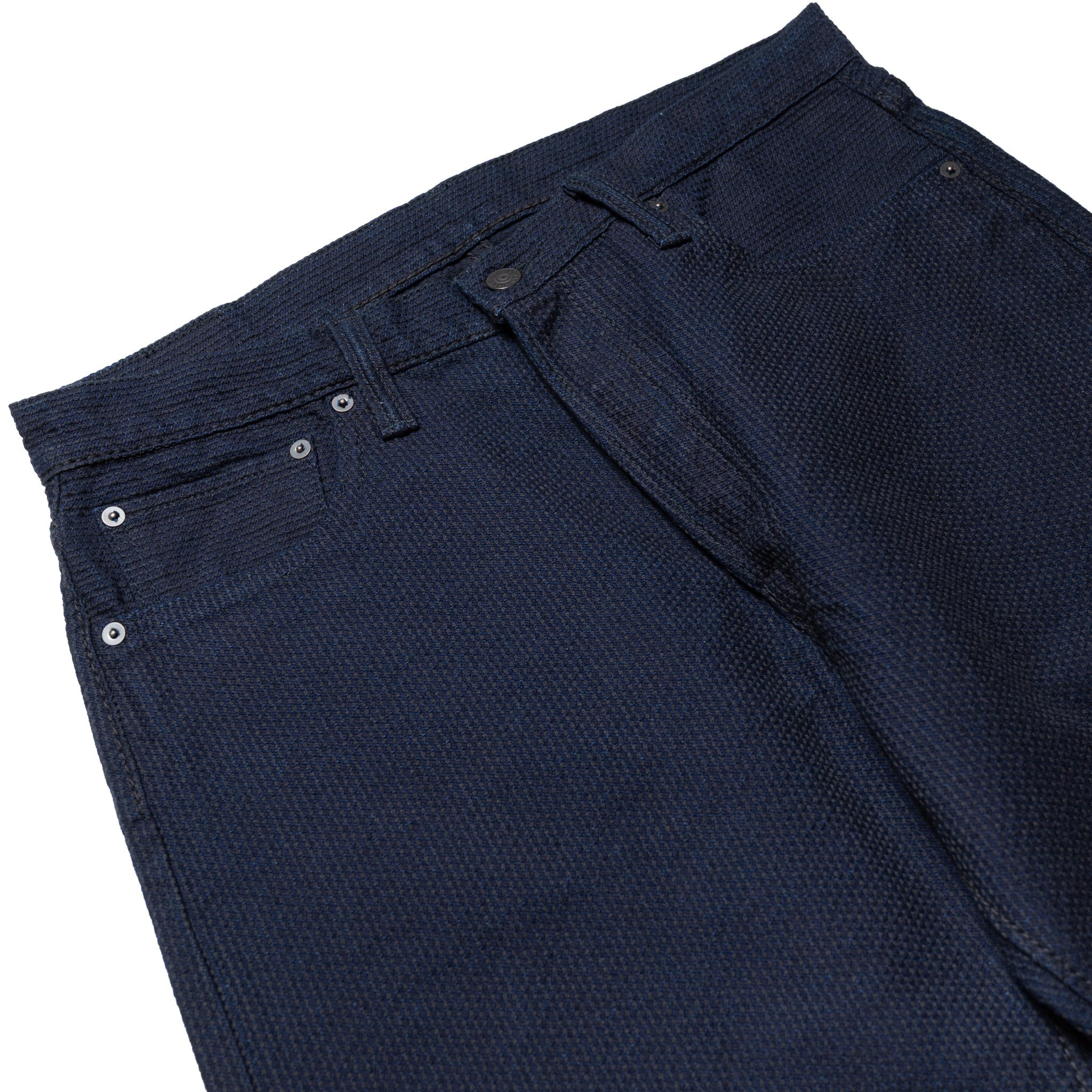 1178-ID Sashiko 5 Pocket Pants Regular Fit - Indigo x Black