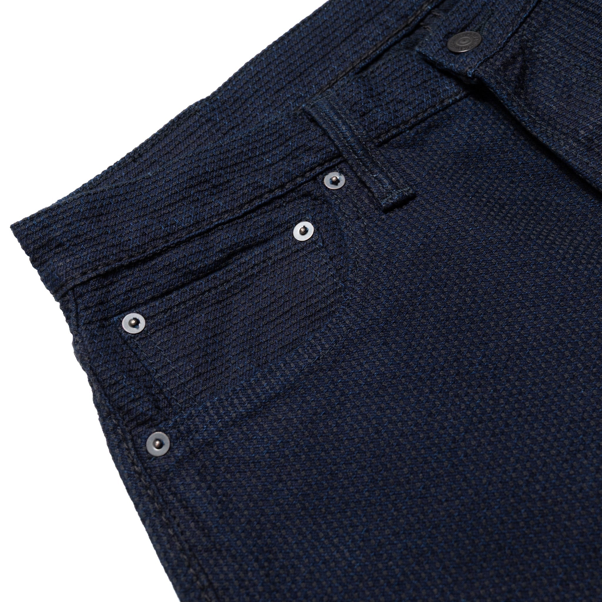 1178-ID Sashiko 5 Pocket Pants Regular Fit - Indigo x Black