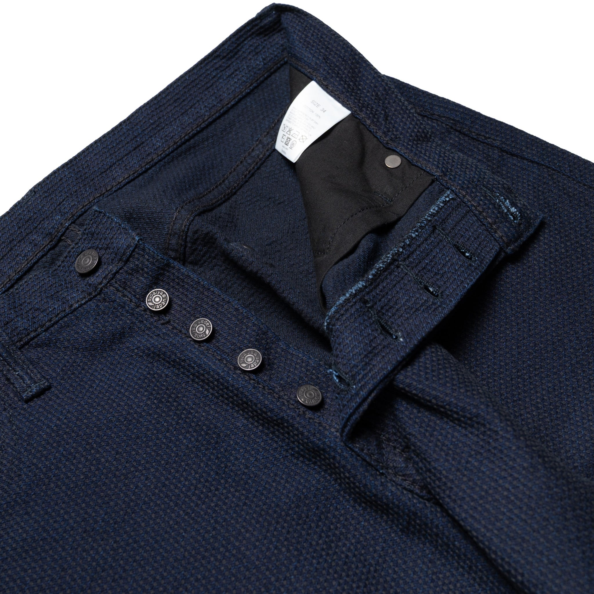 1178-ID Sashiko 5 Pocket Pants Regular Fit - Indigo x Black