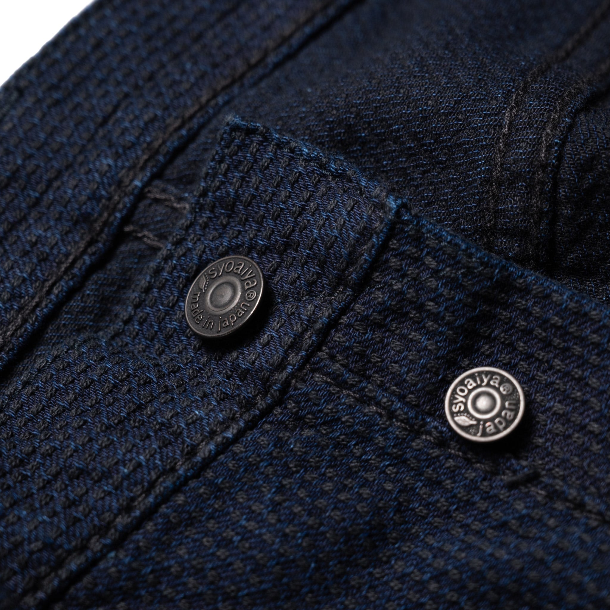 1178-ID Sashiko 5 Pocket Pants Regular Fit - Indigo x Black