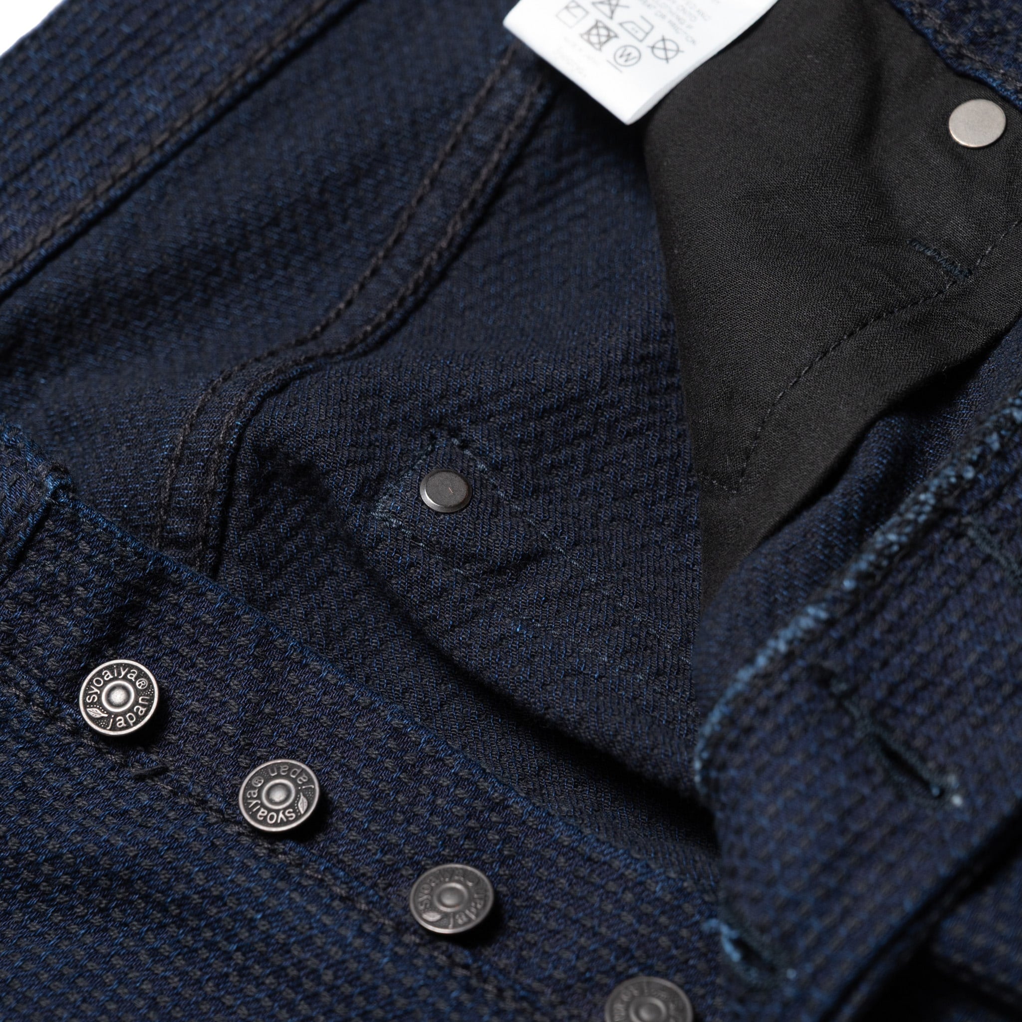 1178-ID Sashiko 5 Pocket Pants Regular Fit - Indigo x Black