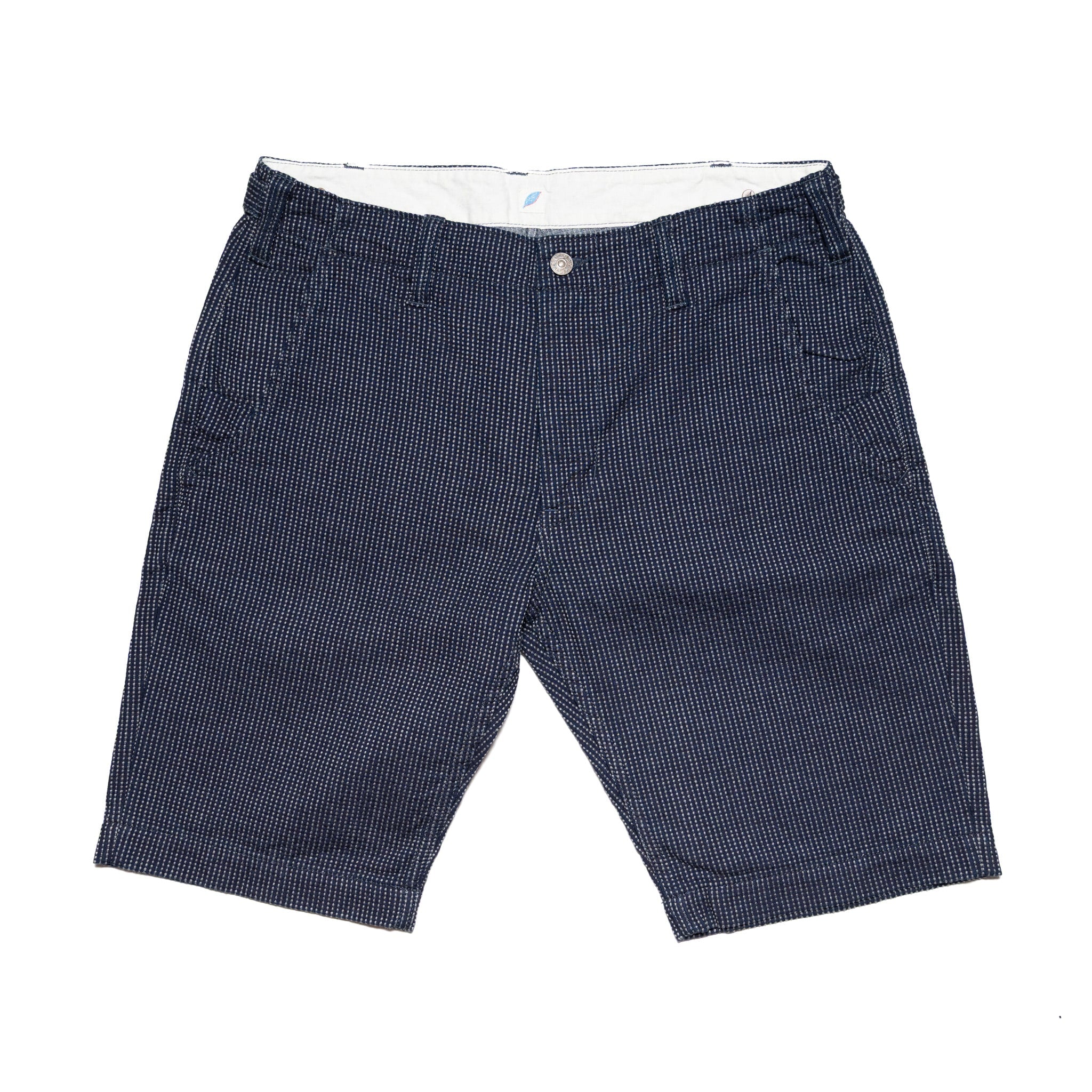 SP-1180-2 Stitch Stripe Comfortable Trouser Shorts - Indigo x Thin Stripe