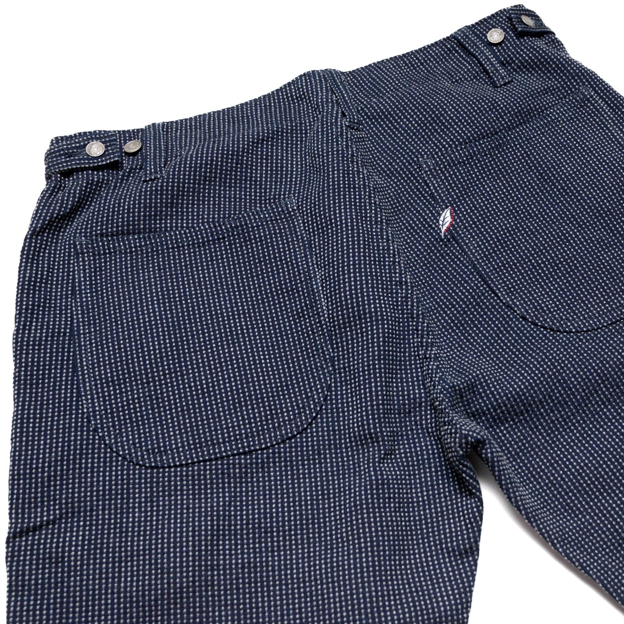SP-1180-2 Stitch Stripe Comfortable Trouser Shorts - Indigo x Thin Stripe