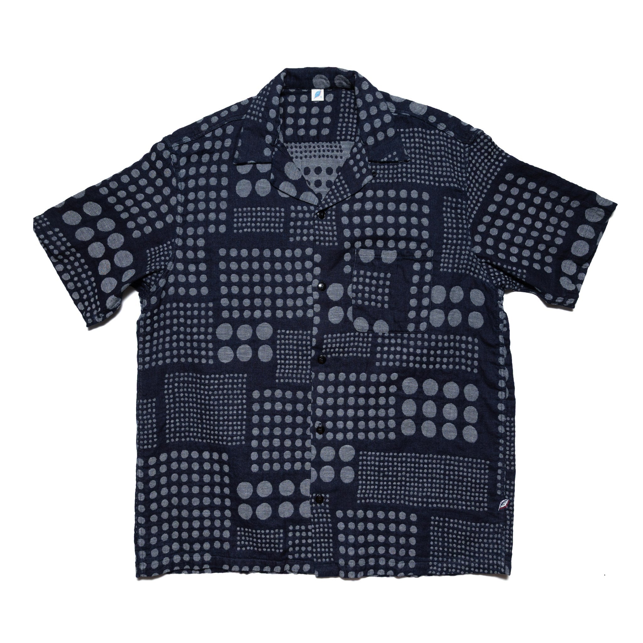 SS-2232-1 Jacquard Open Collar Short Sleeve Shirt - Random Dots