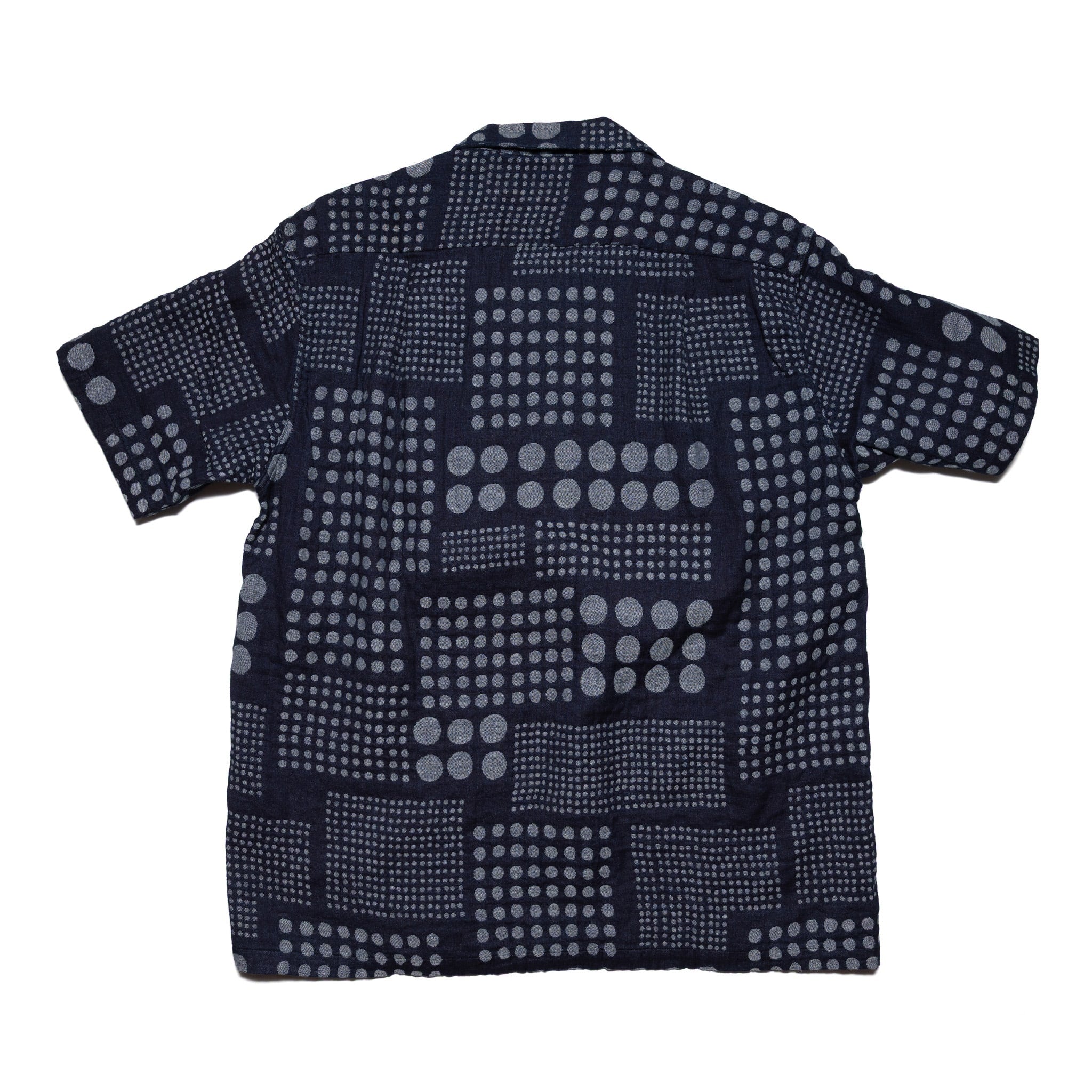 SS-2232-1 Jacquard Open Collar Short Sleeve Shirt - Random Dots