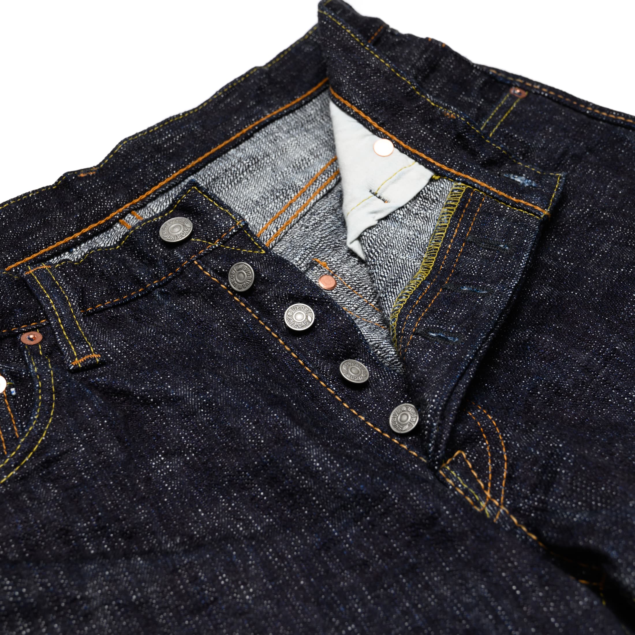 Pure Blue Japan WSB-019 16oz Double Slub Selvedge Denim Relaxed Taper Indigo Fly Detail