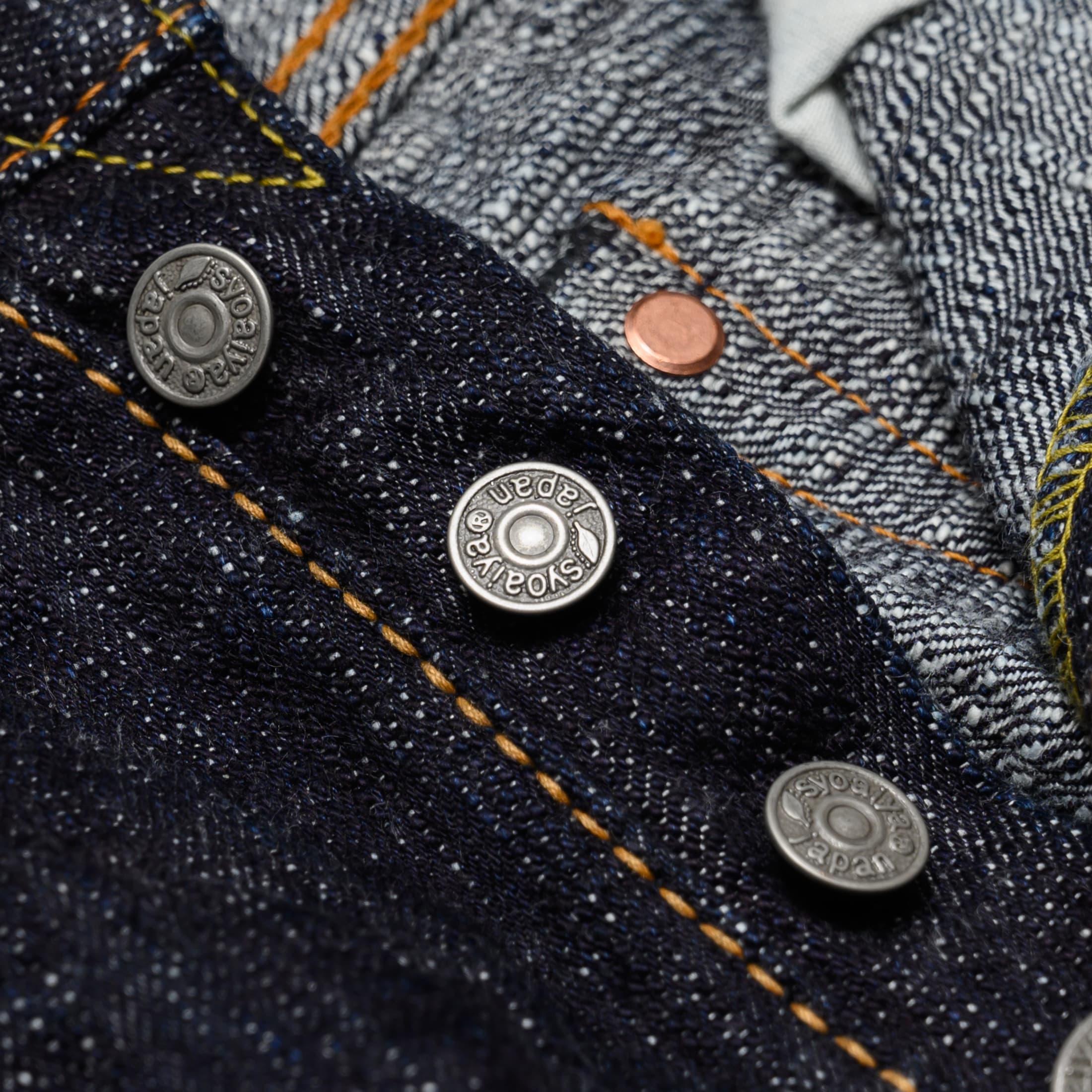 Pure Blue Japan WSB-019 16oz Double Slub Selvedge Denim Relaxed Taper Indigo Hardware Detail