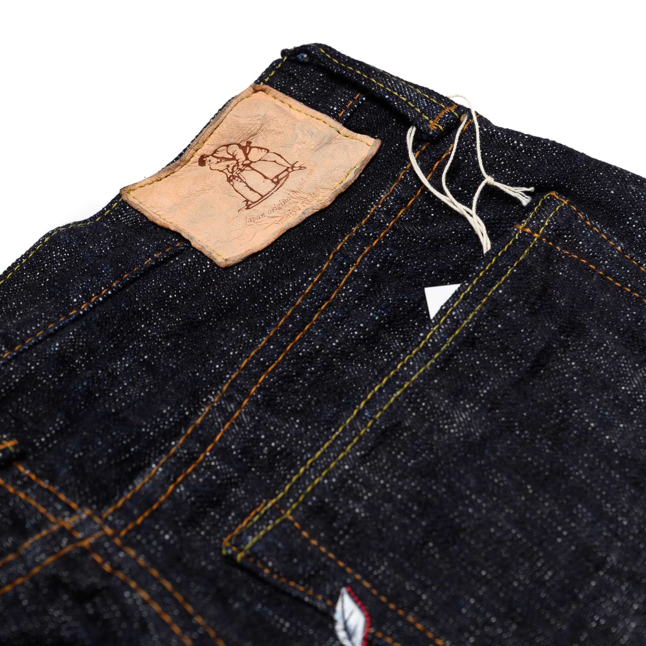 Pure Blue Japan WSB-019 16oz Double Slub Selvedge Denim Relaxed Taper Indigo Patch Detail