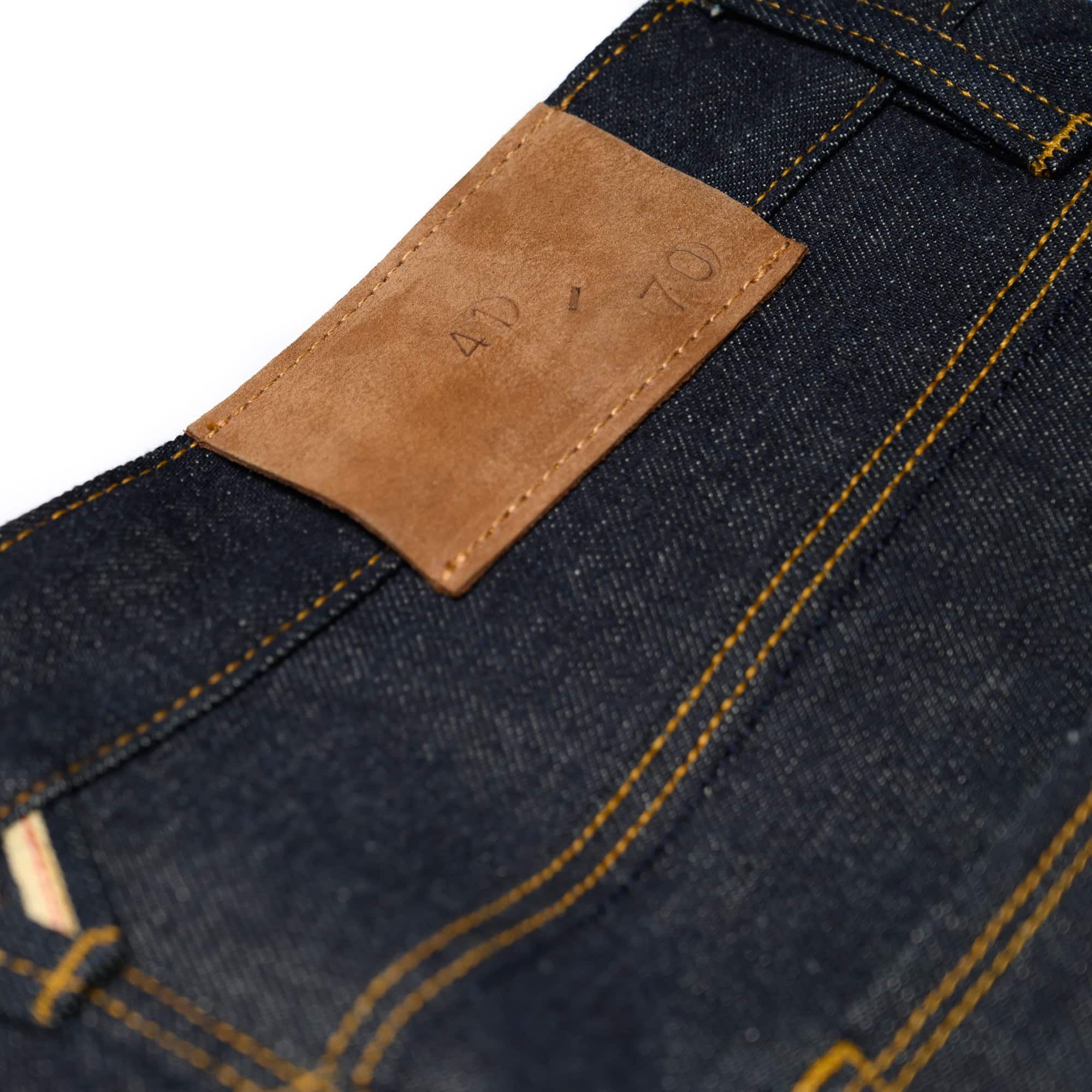 Graham Taper 13oz Nihon Menpu Selvedge Denim Leather Patch