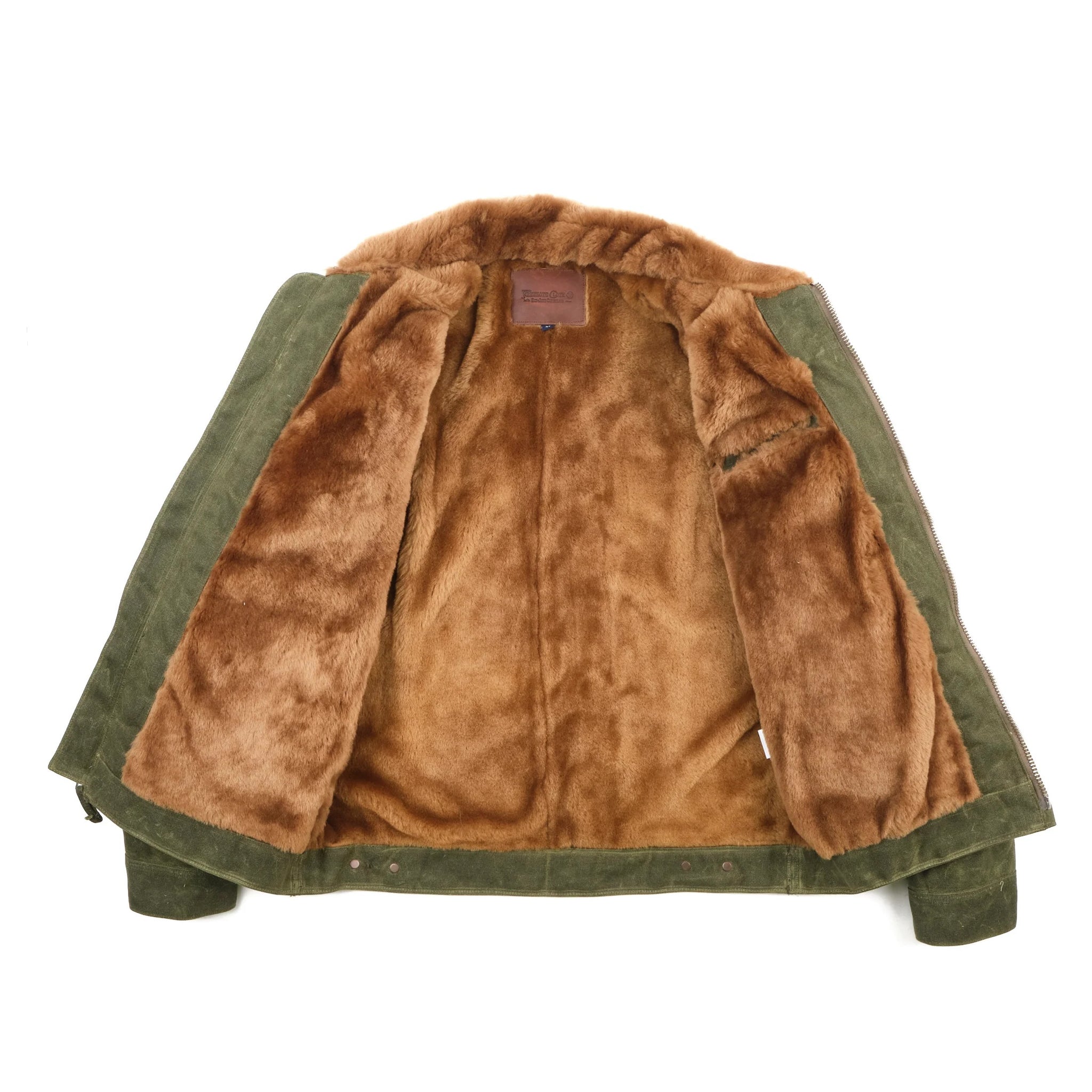 RJ-2 20oz Shearling Lined Waxed Canvas Jacket - Olive