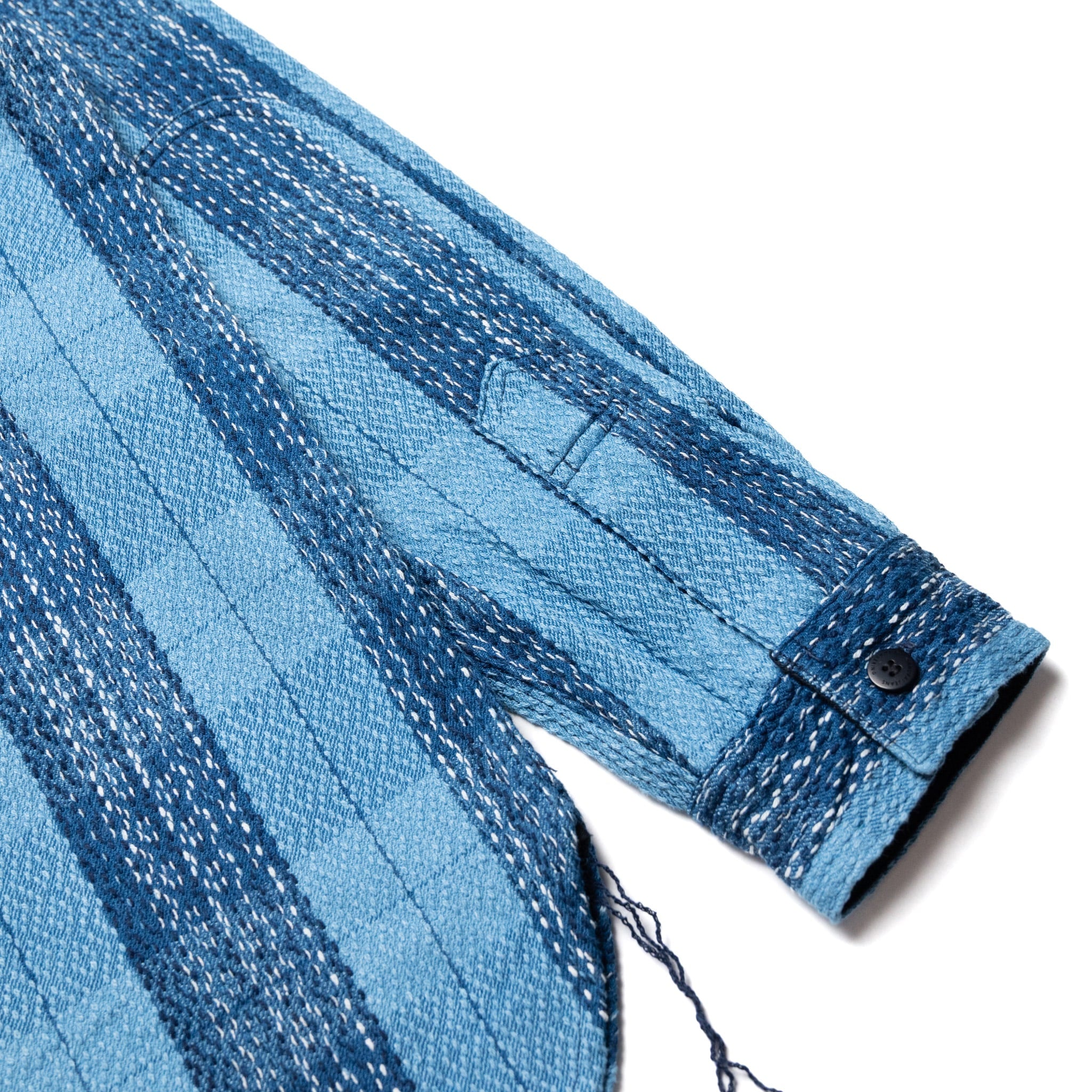 SKN24-01W Raindrop Sashiko x Kasuri Flannel Work Shirt