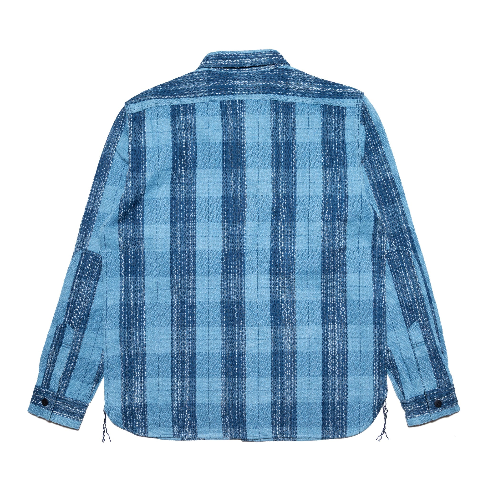 SKN24-01W Raindrop Sashiko x Kasuri Flannel Work Shirt