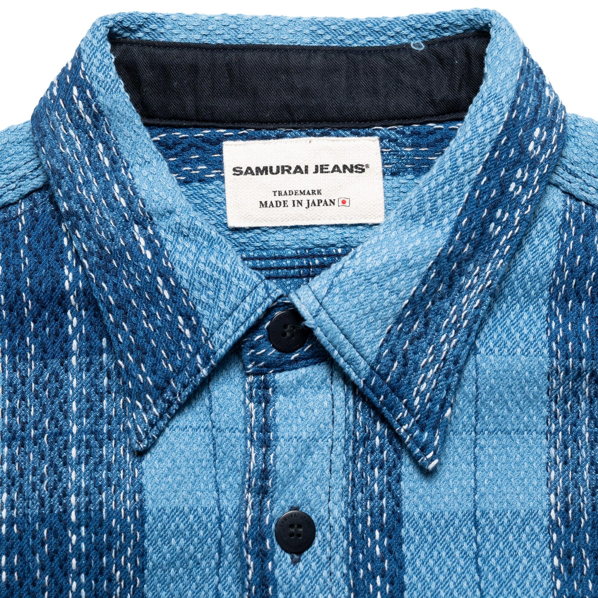 SKN24-01W Raindrop Sashiko x Kasuri Flannel Work Shirt