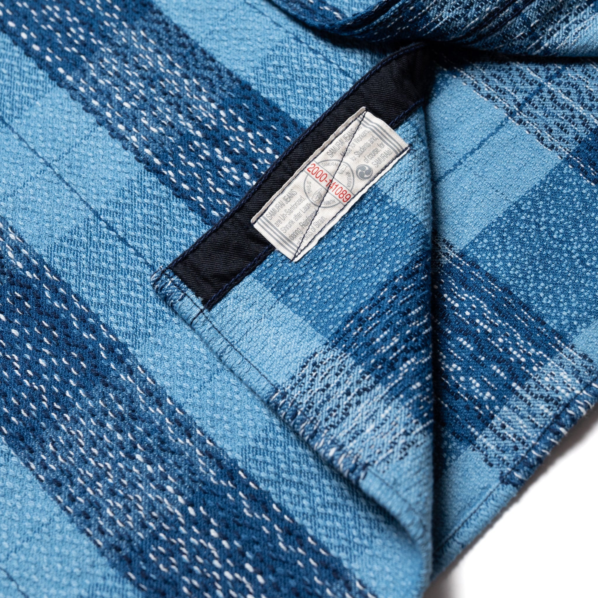 SKN24-01W Raindrop Sashiko x Kasuri Flannel Work Shirt