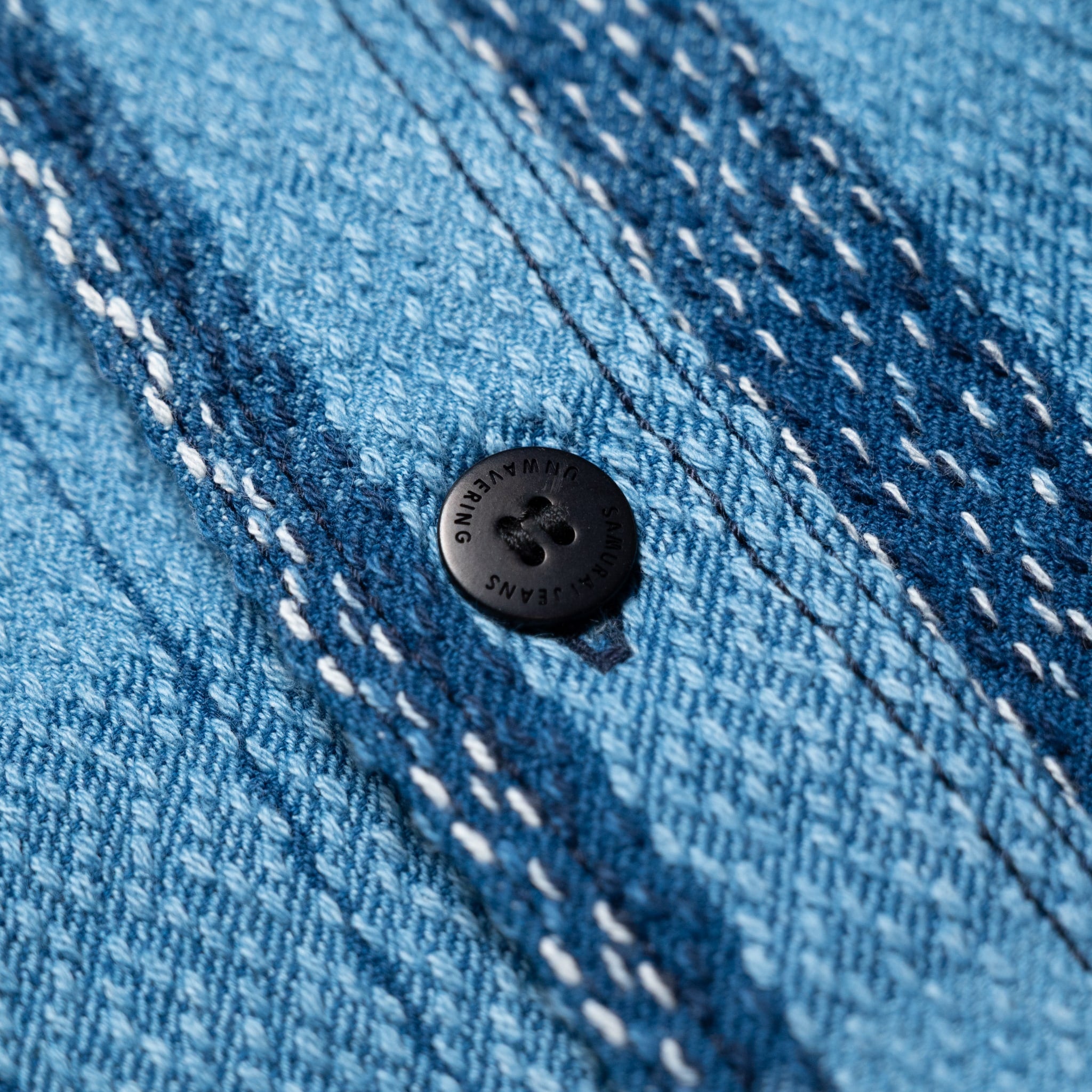 SKN24-01W Raindrop Sashiko x Kasuri Flannel Work Shirt
