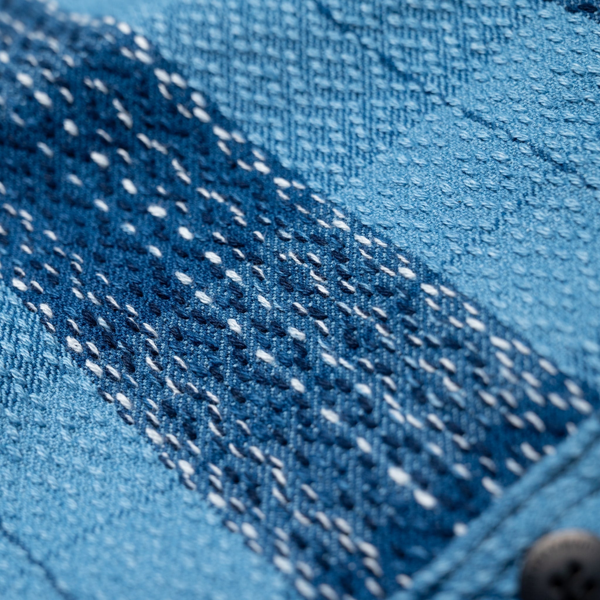 SKN24-01W Raindrop Sashiko x Kasuri Flannel Work Shirt