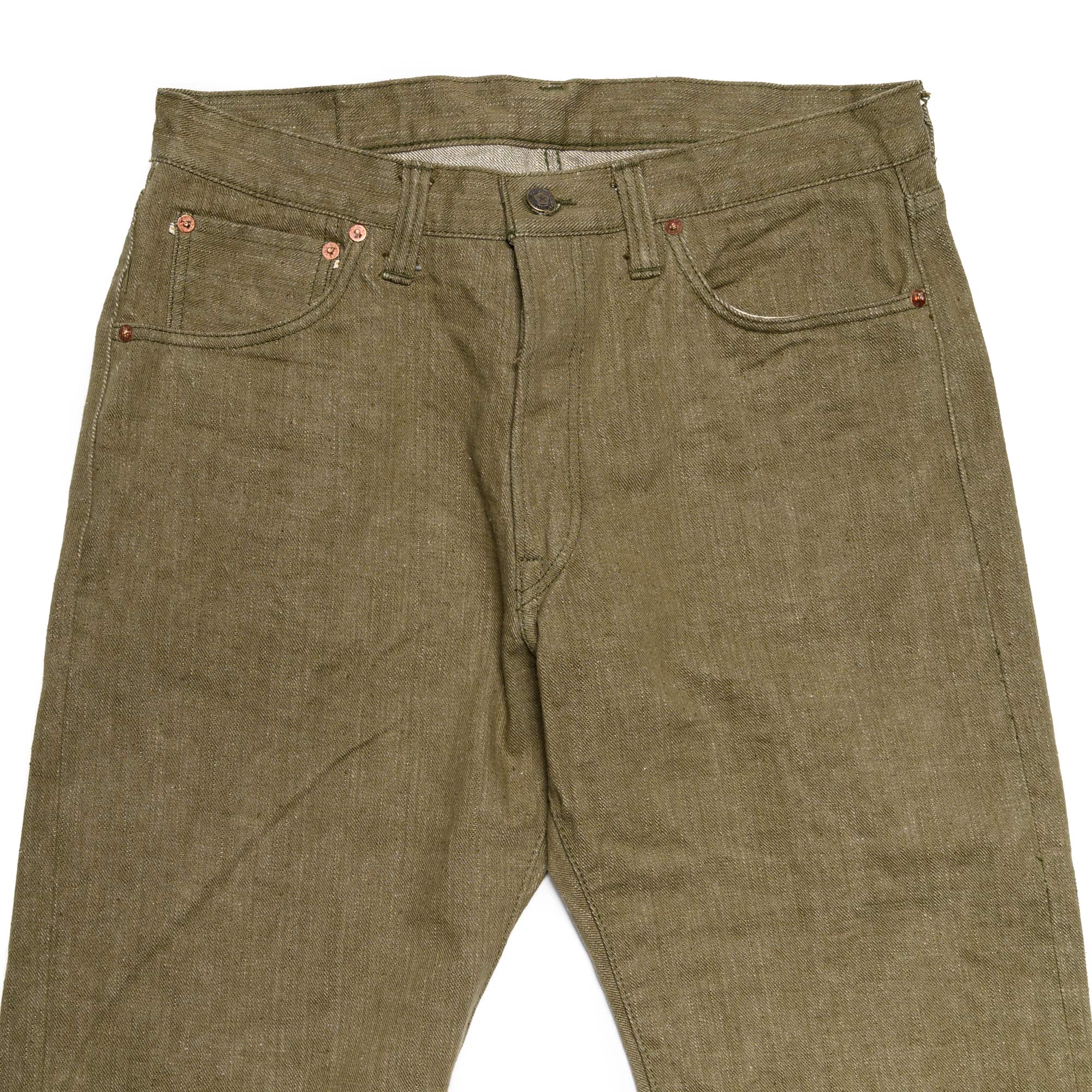 Samurai S0150GNX Uguisu Green Selvedge Denim Regular Straight Top Block