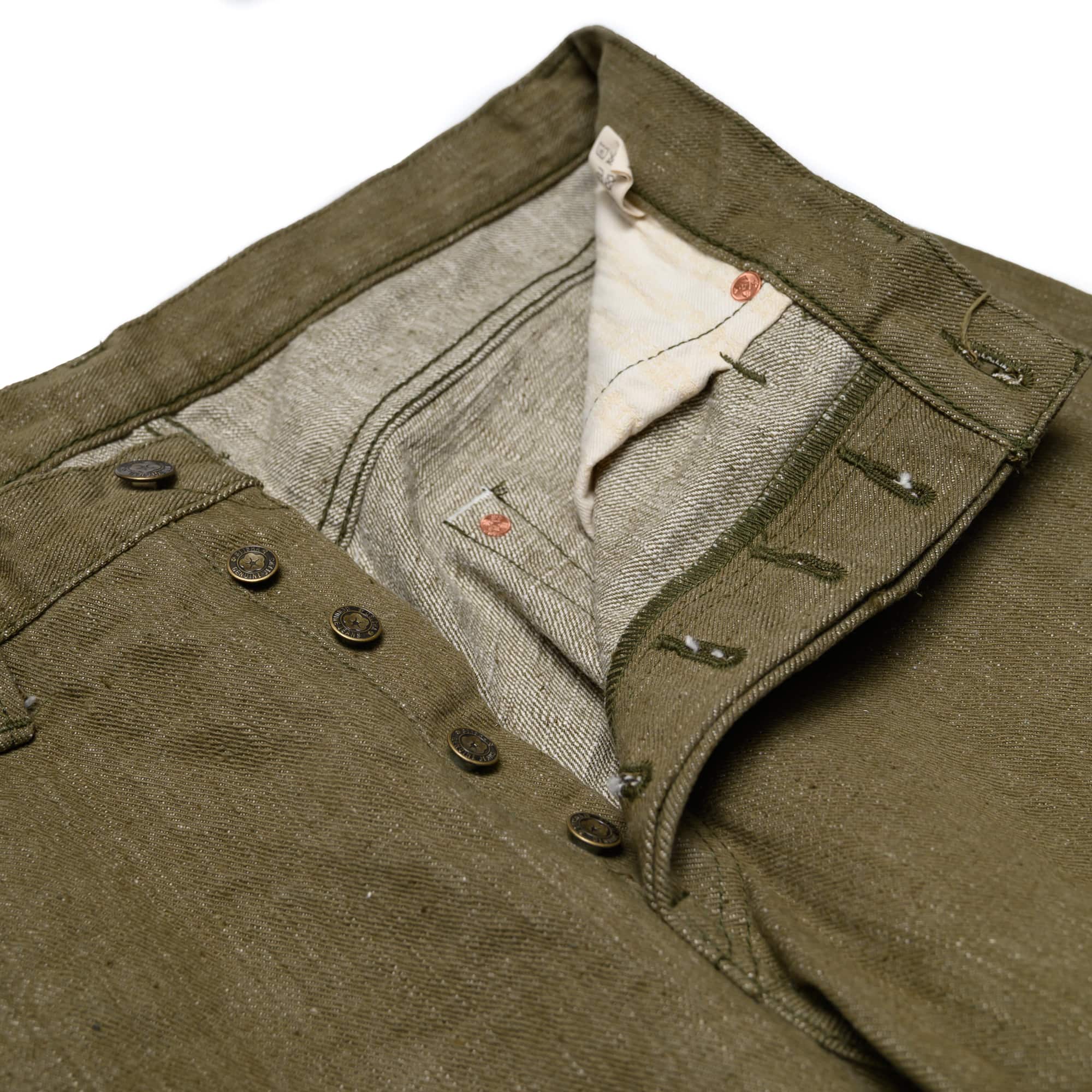 Samurai S0150GNX Uguisu Green Selvedge Denim Regular Straight Button Fly