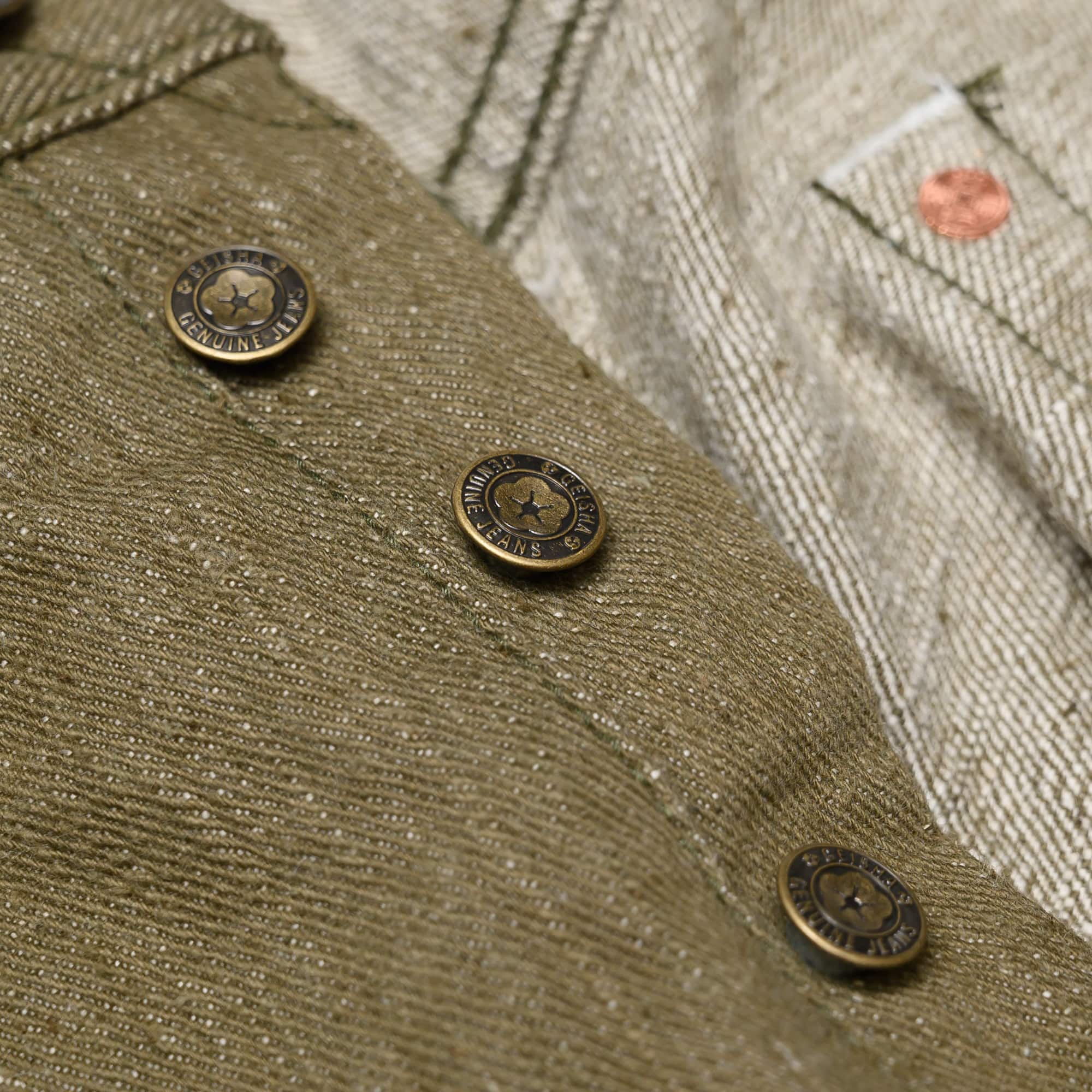 Samurai S0150GNX Uguisu Green Selvedge Denim Regular Straight Hardware Detail