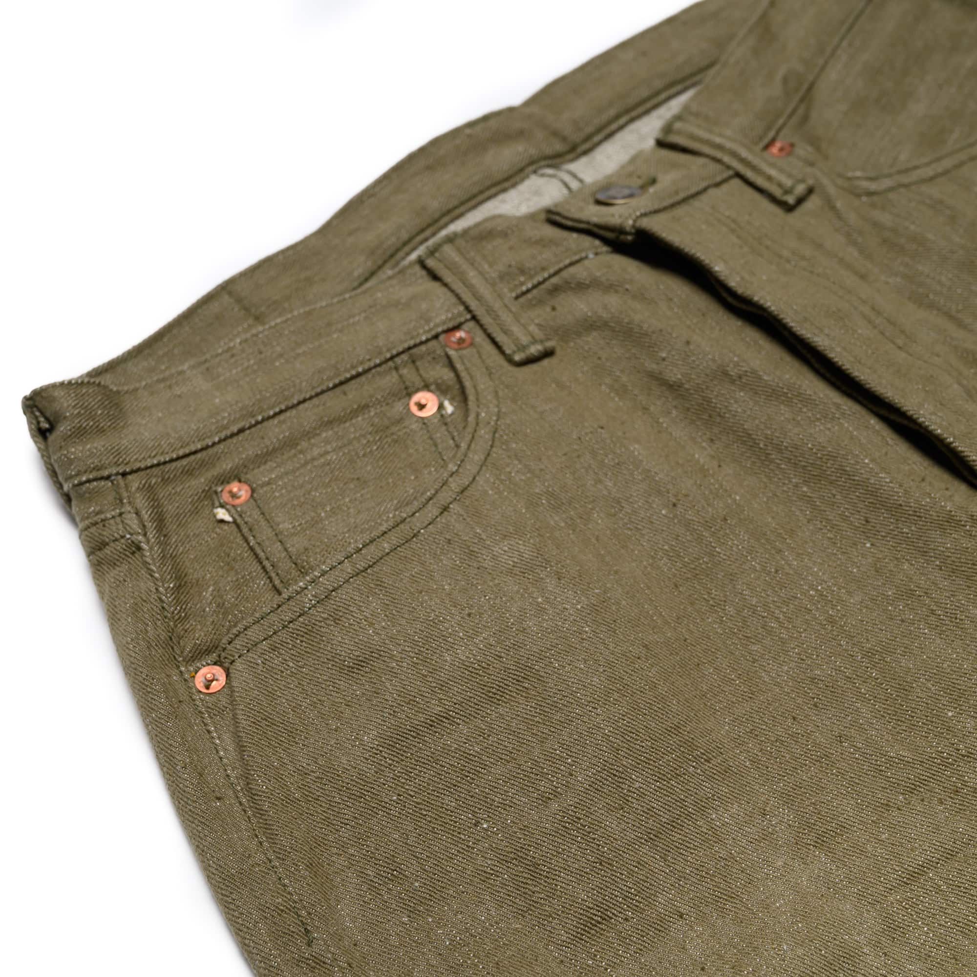 Samurai S0170GNX Uguisu Green Denim Slim Straight Tapered Coin Pocket