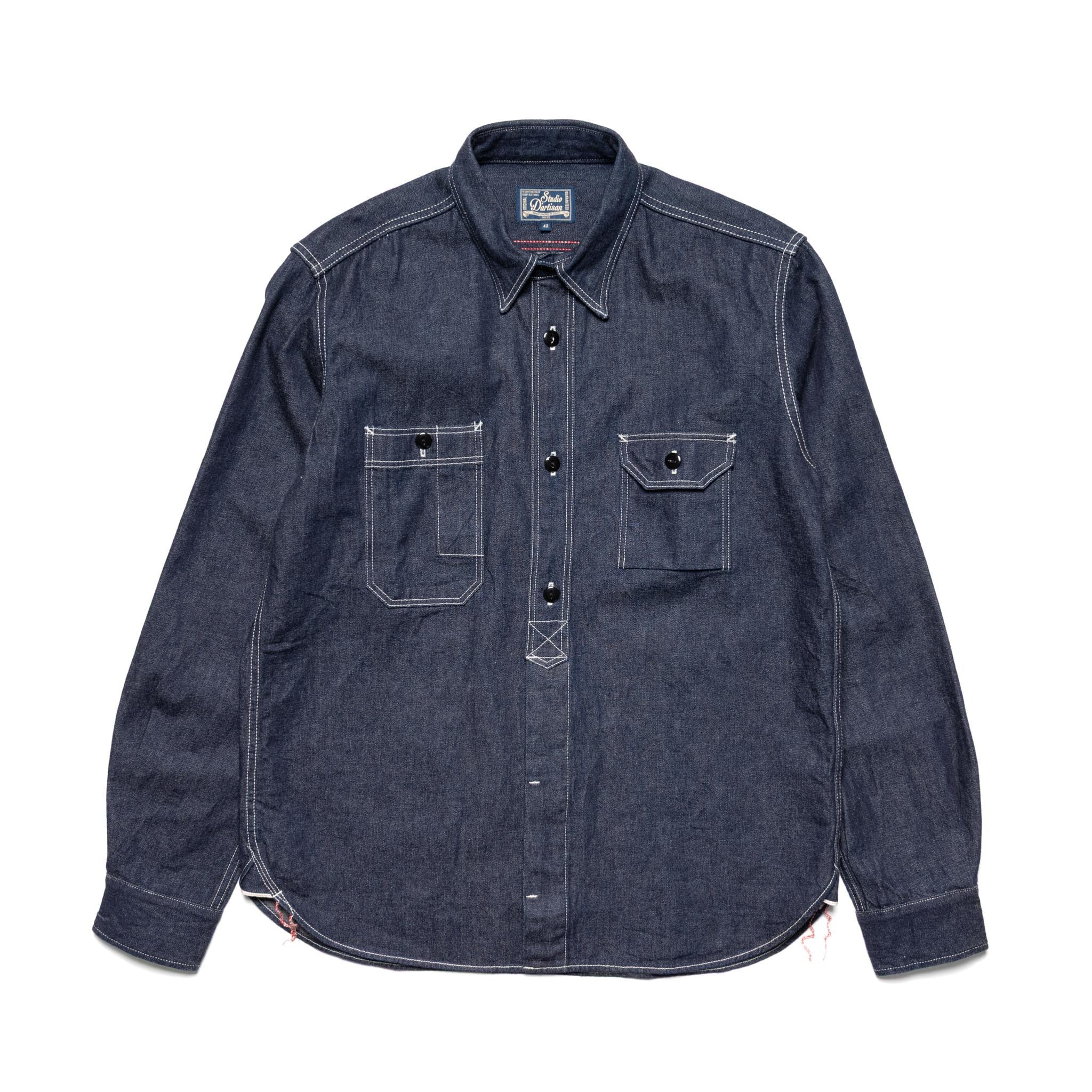 Studio D'Artisan 5333B 11oz Selvedge Denim Work Shirt | BlackBlue