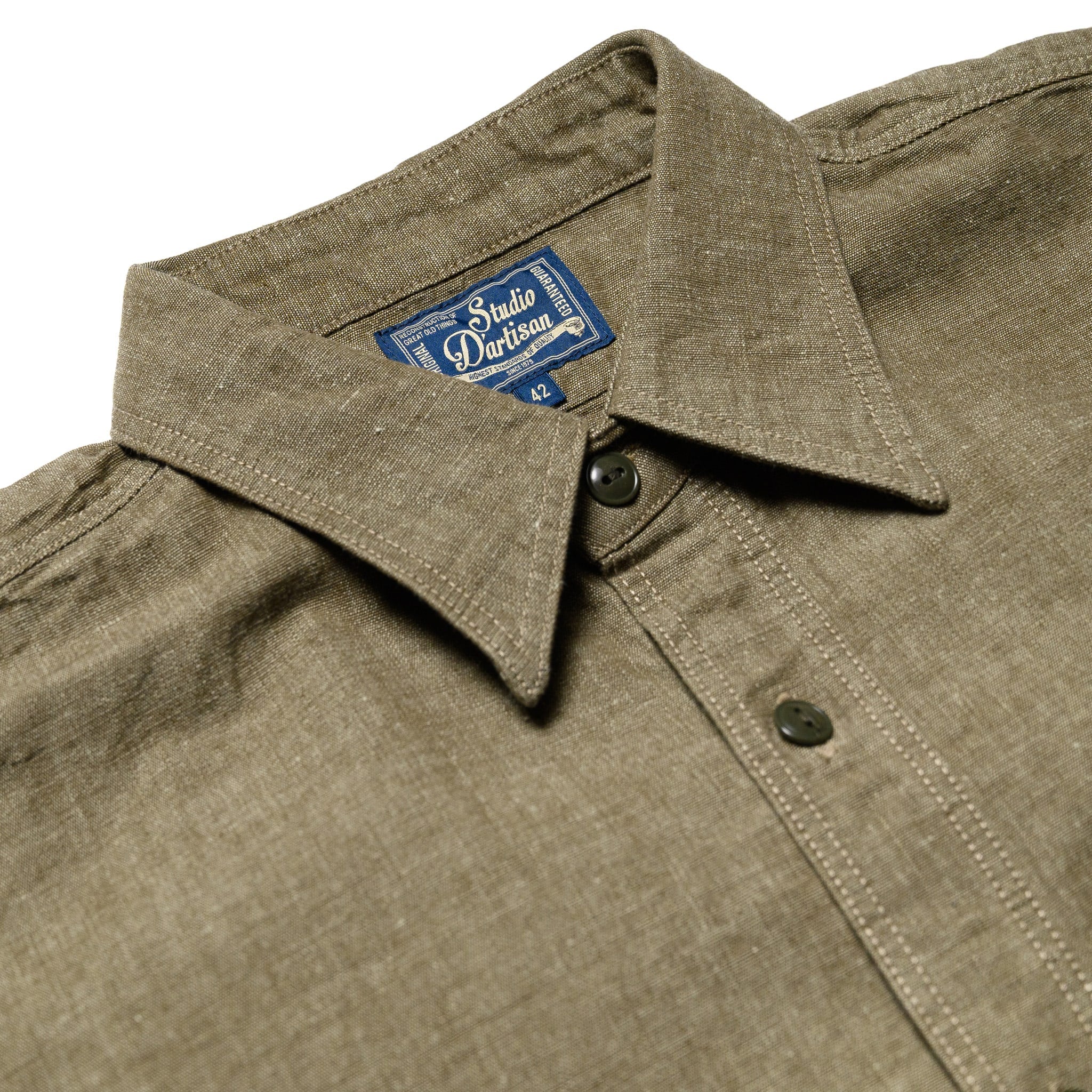 5723 Chambray Short Sleeve Shirt - Army Green