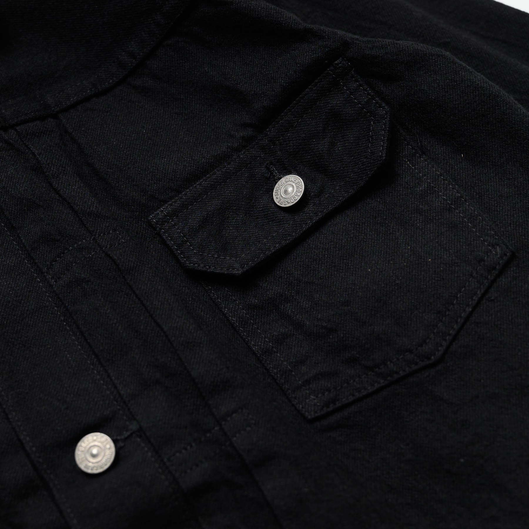 Sugar Cane SC14601 13oz Black Selvedge Denim 1953 Jacket Chest Pocket Detail