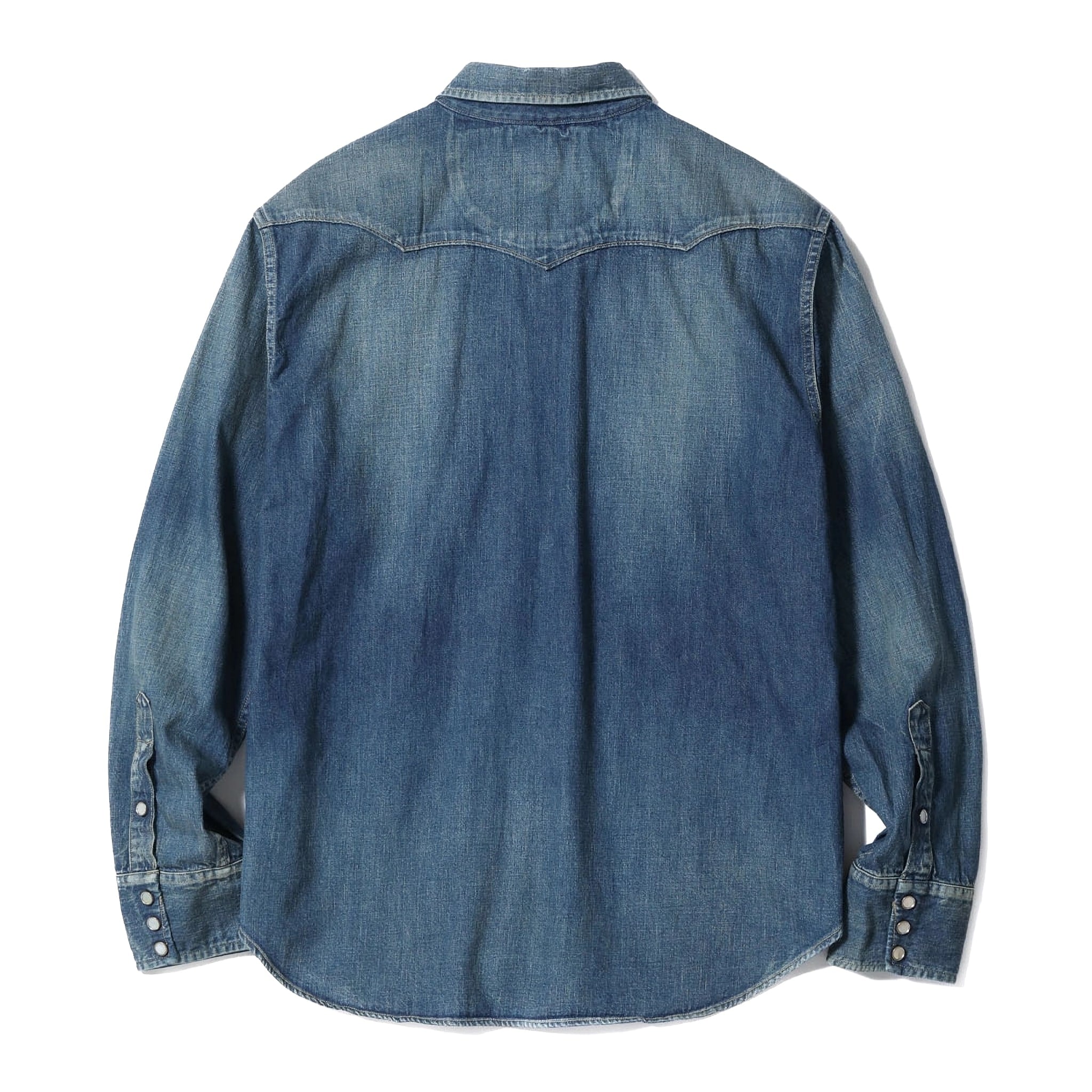 SC29475 Blue Denim Western Shirt Aged Model