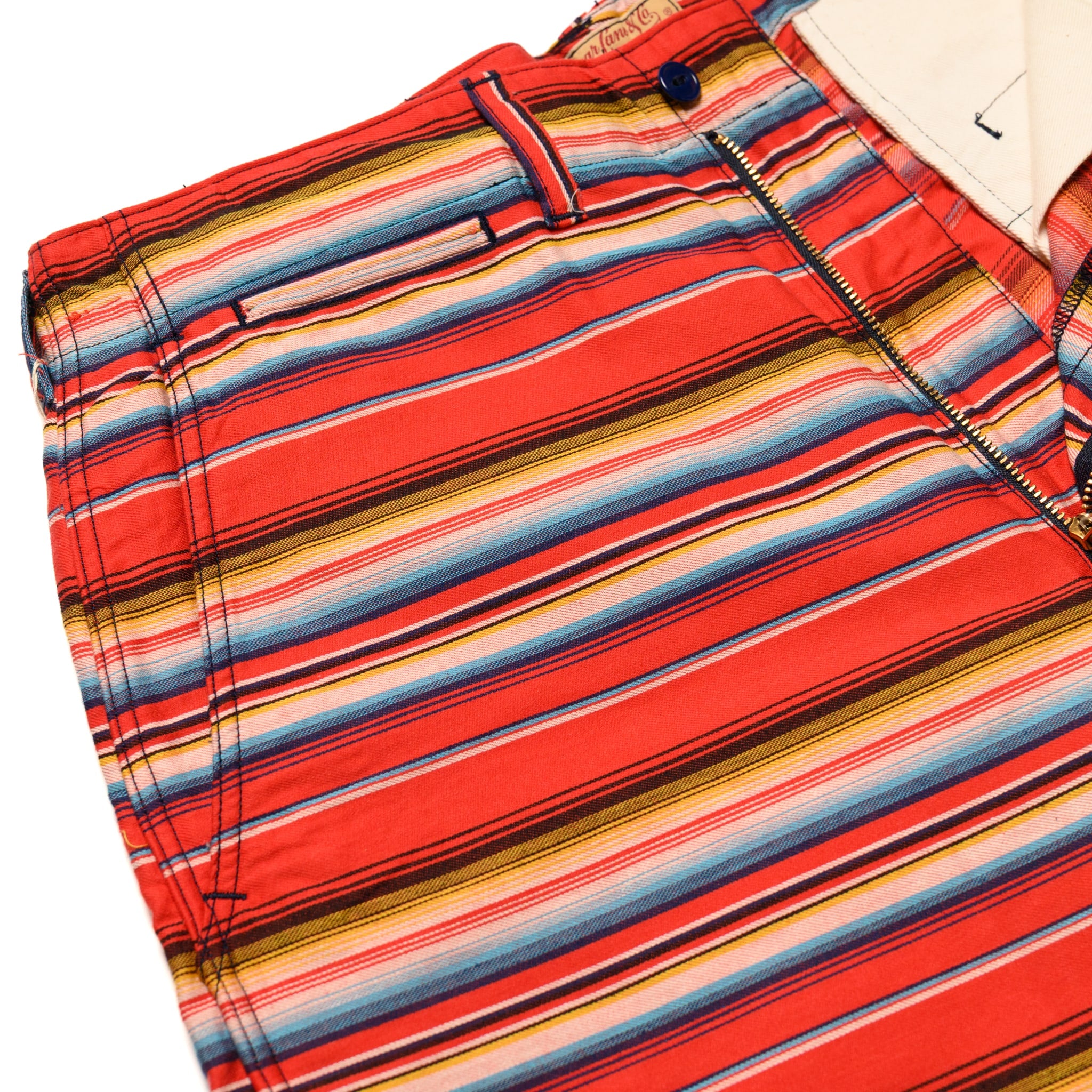 SC52536 Southwestern Sarape Border Work Shorts - Red