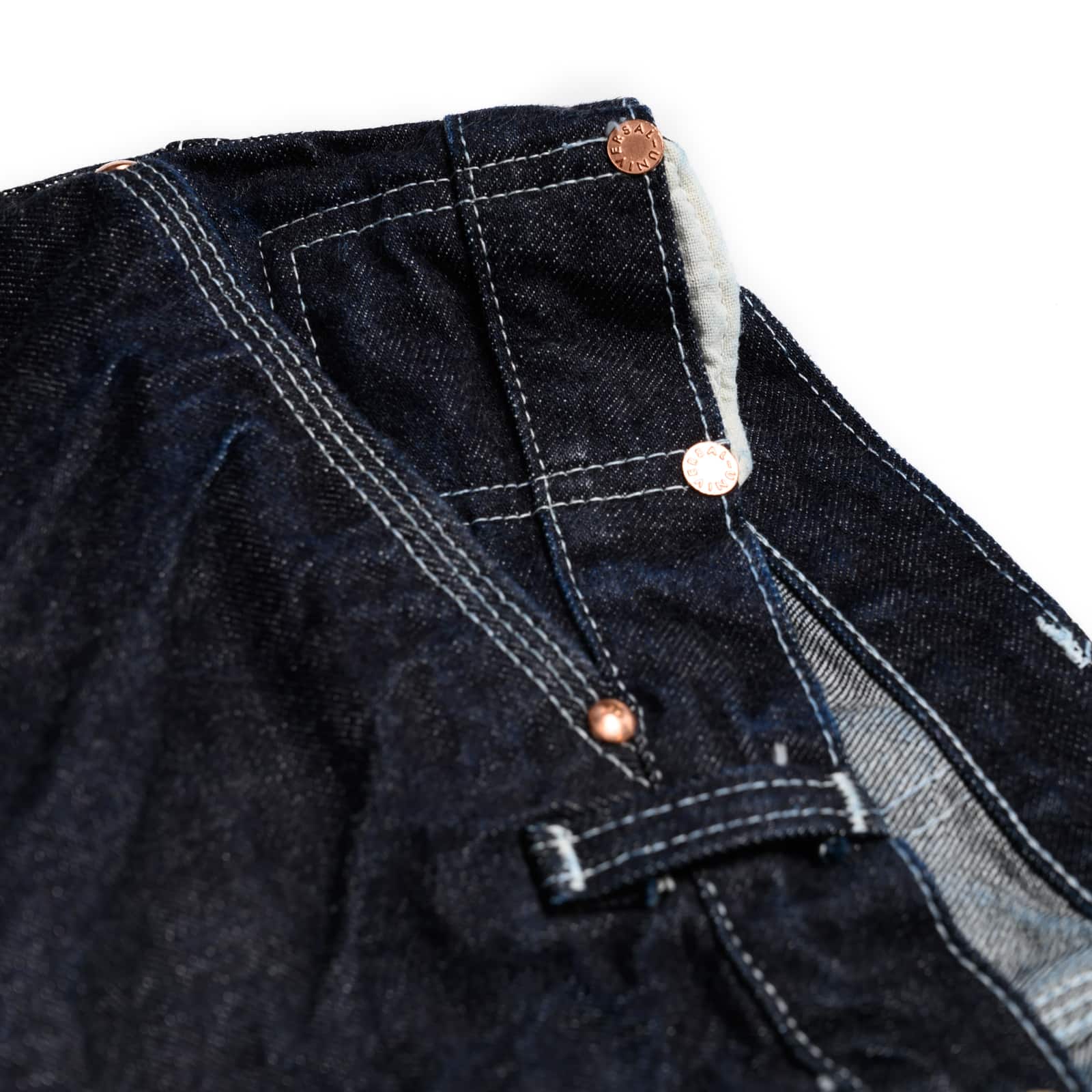 Tender 130 Tapered Jeans 16oz Selvedge Denim Rinsed Rivet Detail