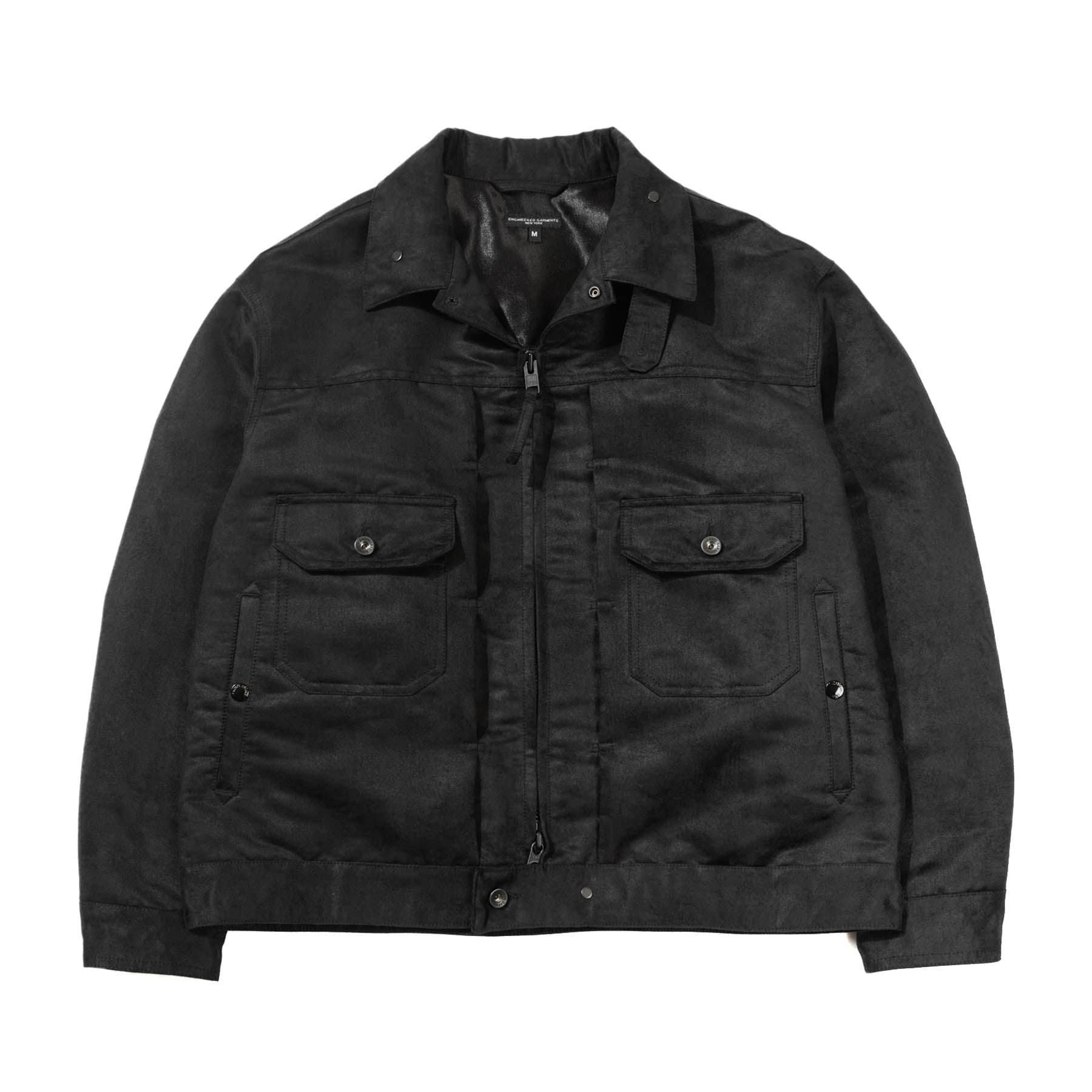 Trucker Jacket - Black Polyester Fake Suede