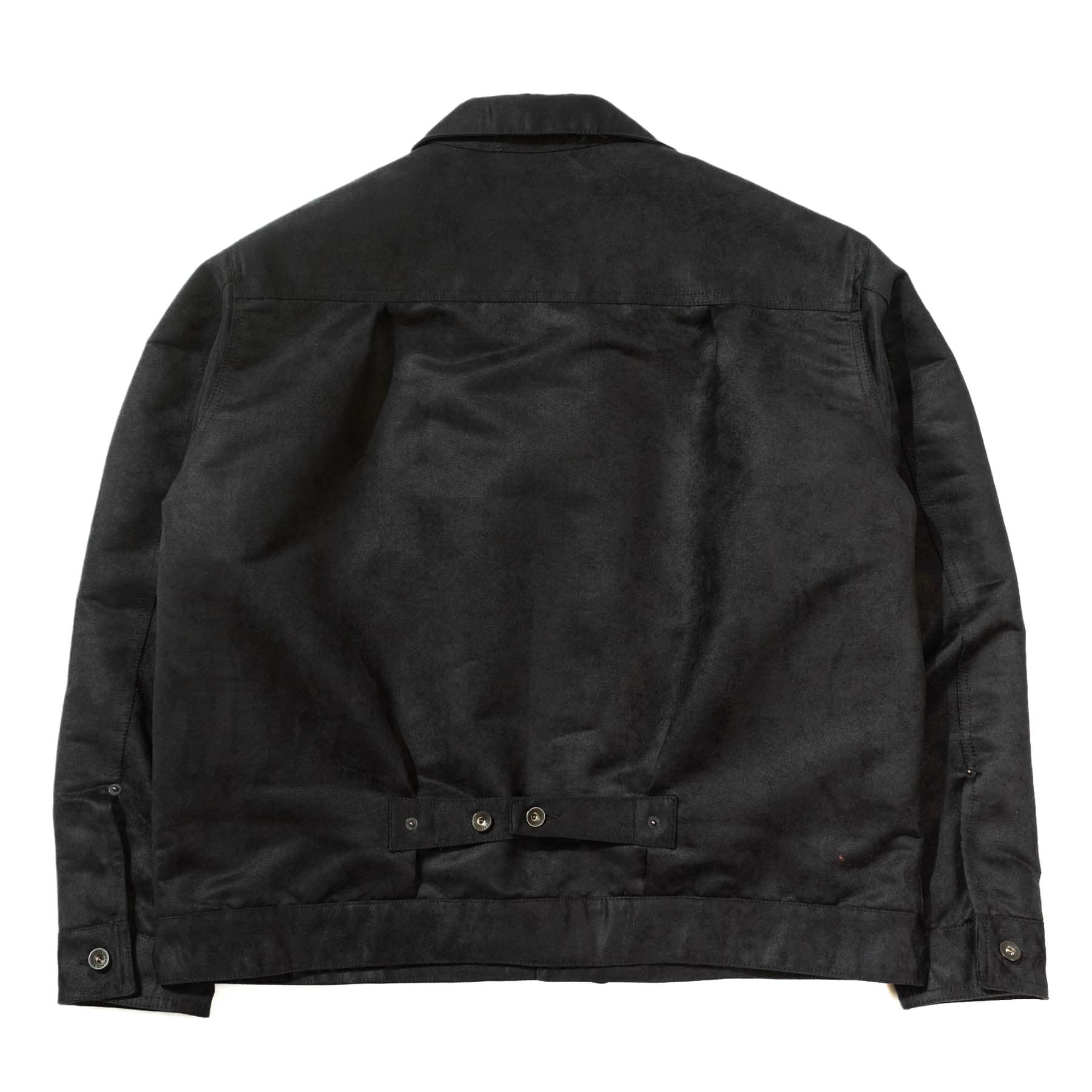 Trucker Jacket - Black Polyester Fake Suede