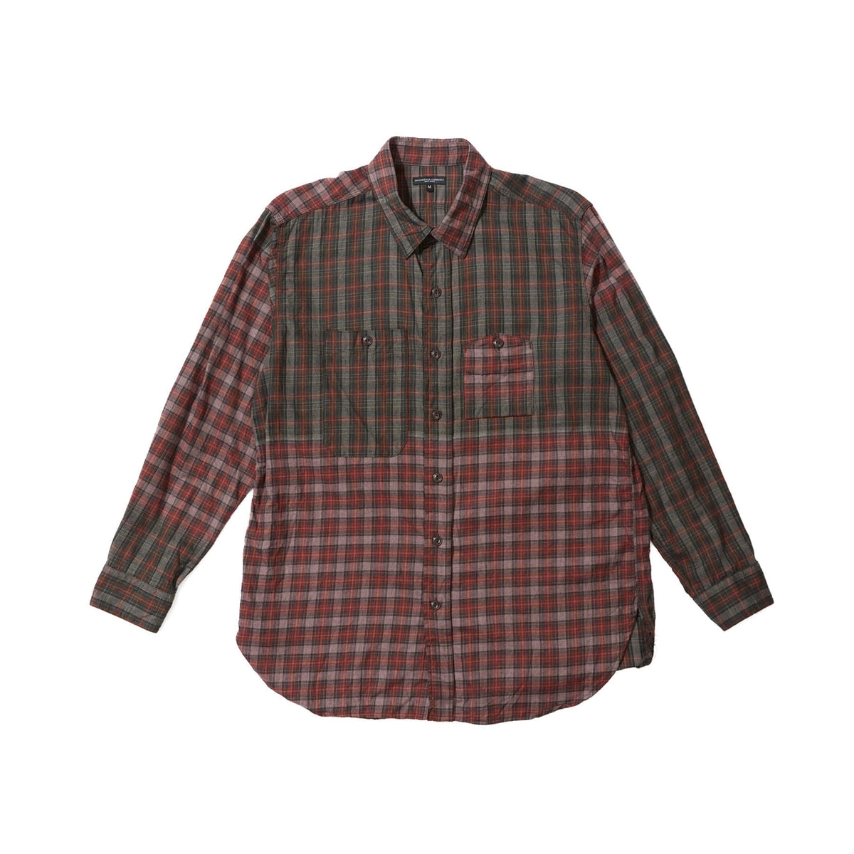 Engineered Garments Work Shirt Olive/Red Cotton Smoky Plaid 