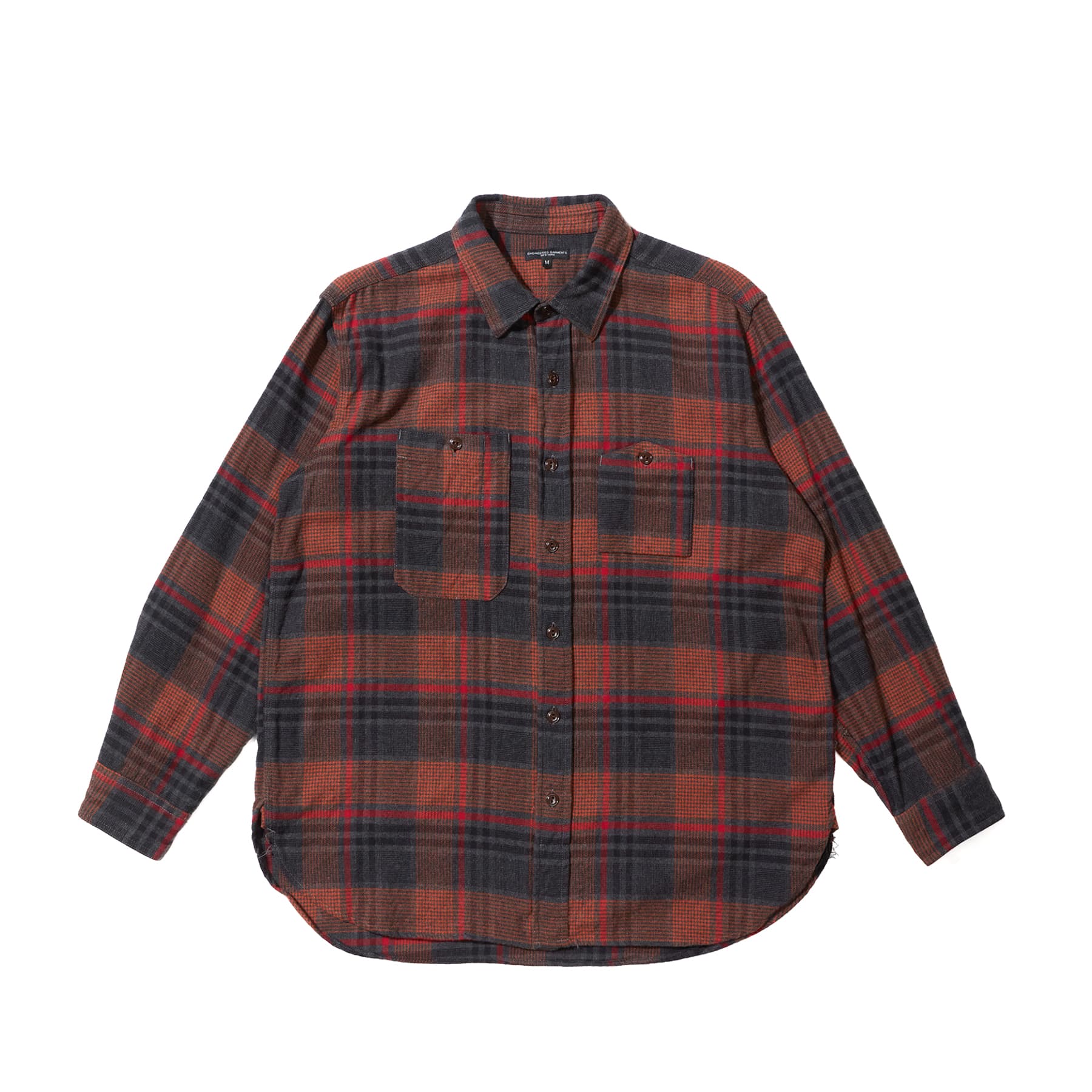 Engineered Garments Work Shirt Orange/Red Cotton Plaid Flannel 